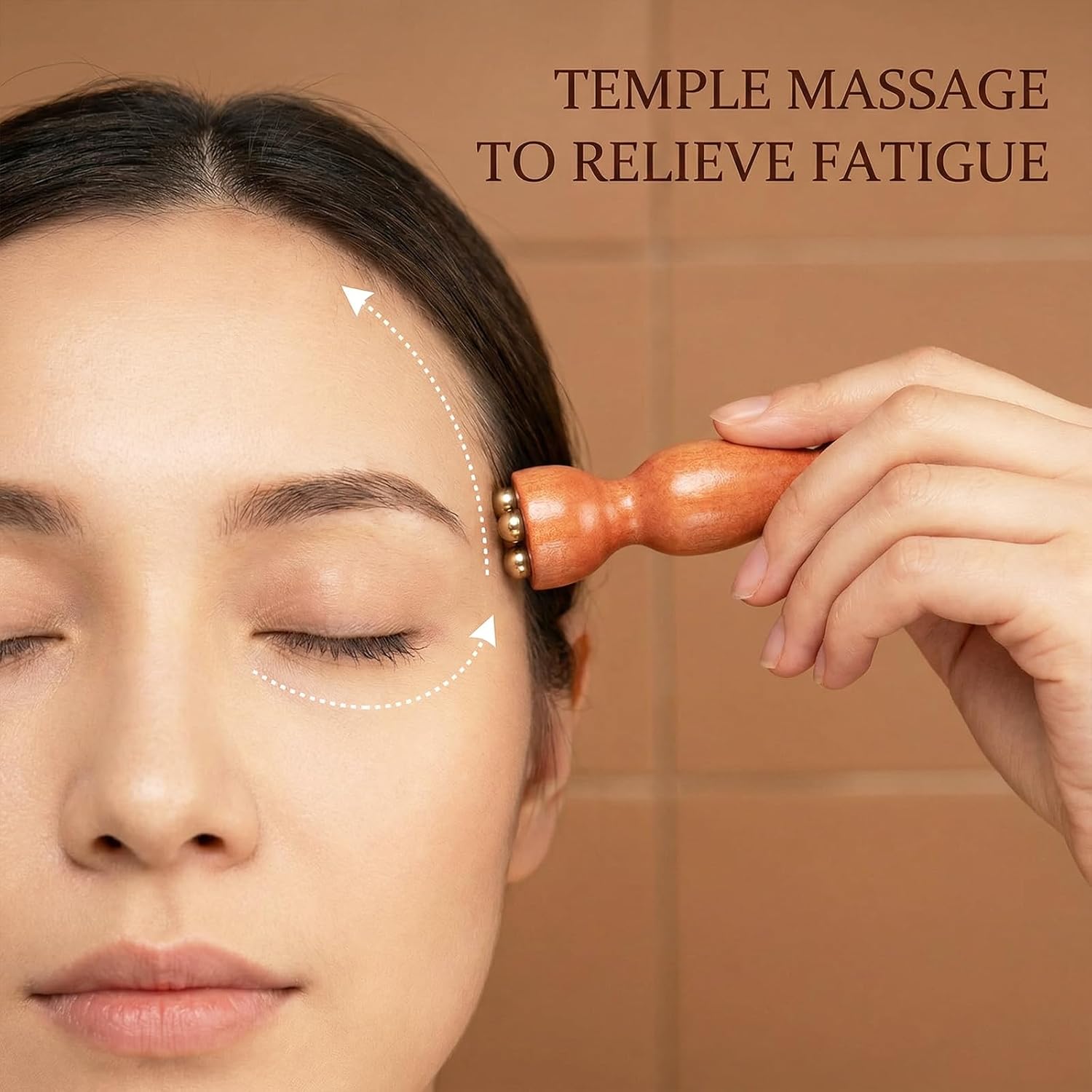 Mini Face Ice Roller, Sandalwood Facial Massage Tool, Eye Ice Roller 5 Copper Beads for Face and Eyes, Travel Size - Image 5