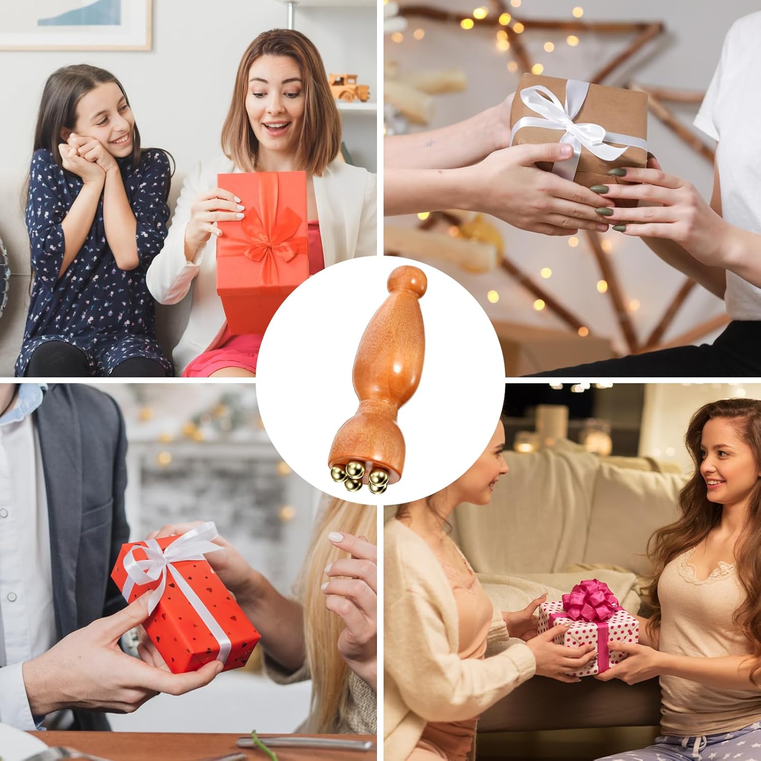 Mini Face Ice Roller, Sandalwood Facial Massage Tool, Eye Ice Roller 5 Copper Beads for Face and Eyes, Travel Size - Image 6