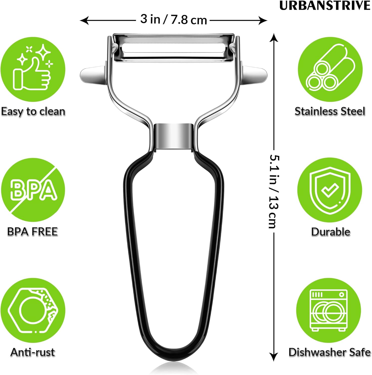 Stainless Steel Y Shaped Vegetable Peelers For Kitchen, Heavy Duty Potato Peeler Hand, Fruit Peeler Veggie Peeler, Kitchen Food Peelers, Comfortable Handle, Dishwasher Safe, Black - Image 2
