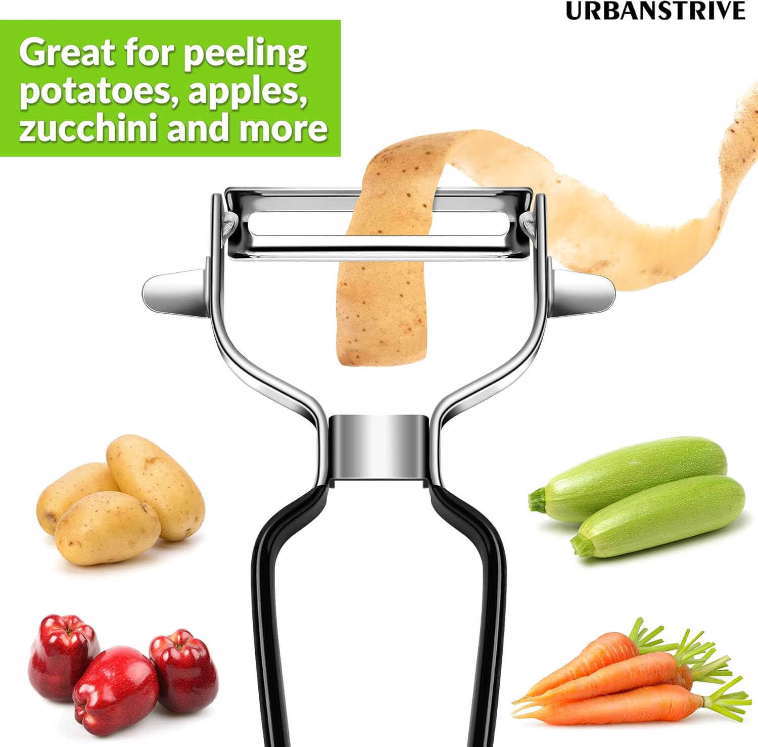 Stainless Steel Y Shaped Vegetable Peelers For Kitchen, Heavy Duty Potato Peeler Hand, Fruit Peeler Veggie Peeler, Kitchen Food Peelers, Comfortable Handle, Dishwasher Safe, Black - Image 5
