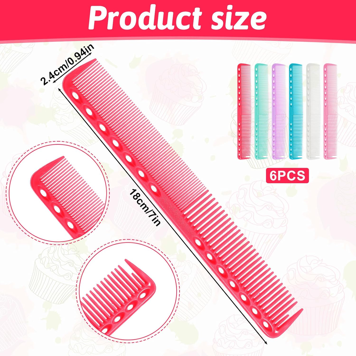 6 Pcs Barber Comb 7