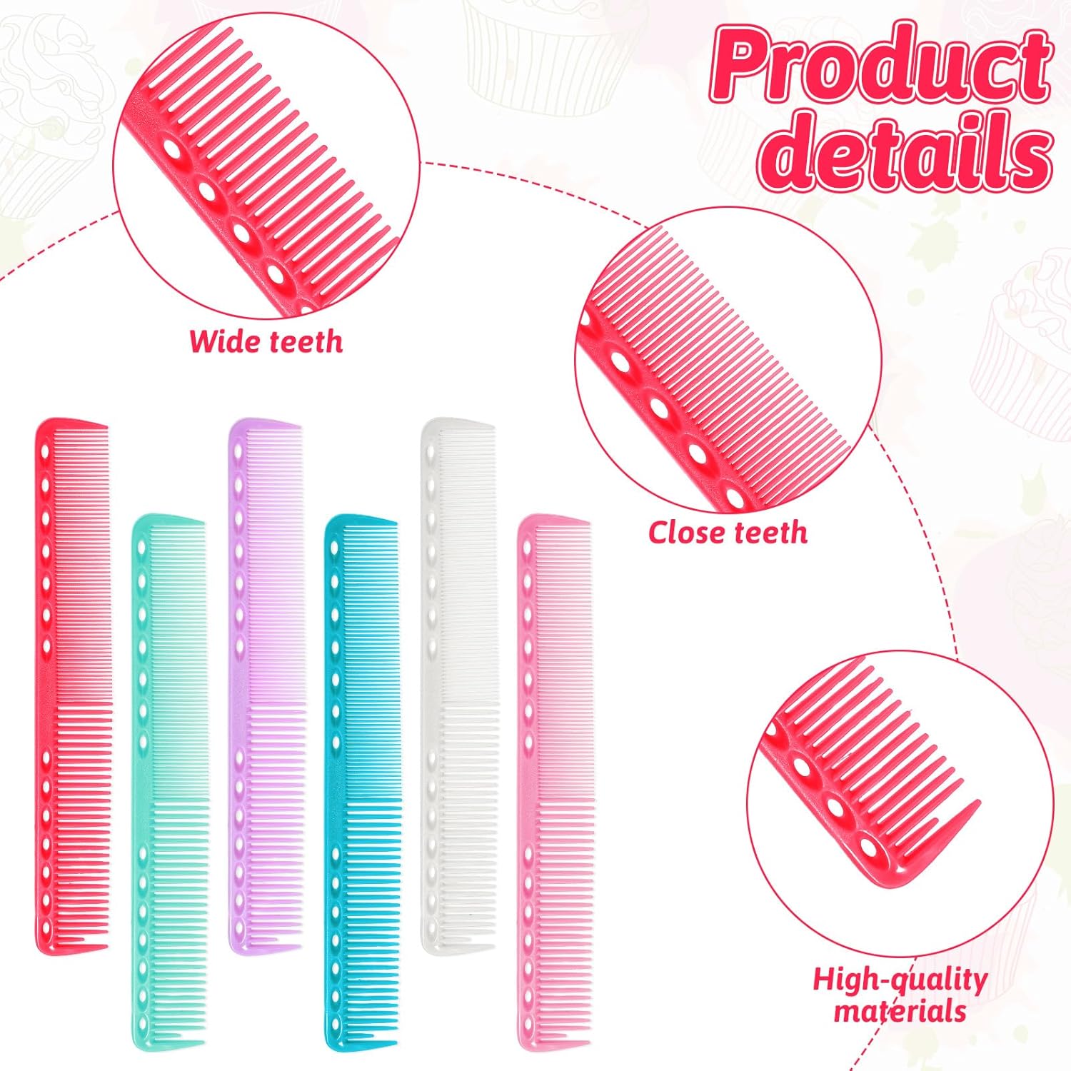 6 Pcs Barber Comb 7