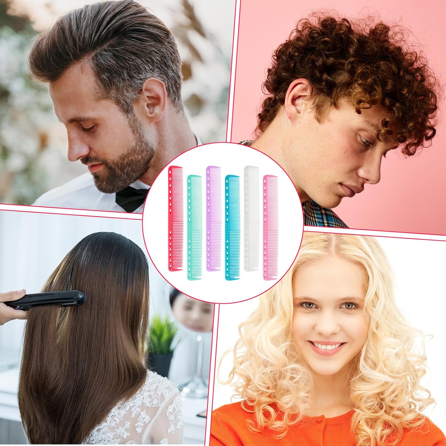 6 Pcs Barber Comb 7