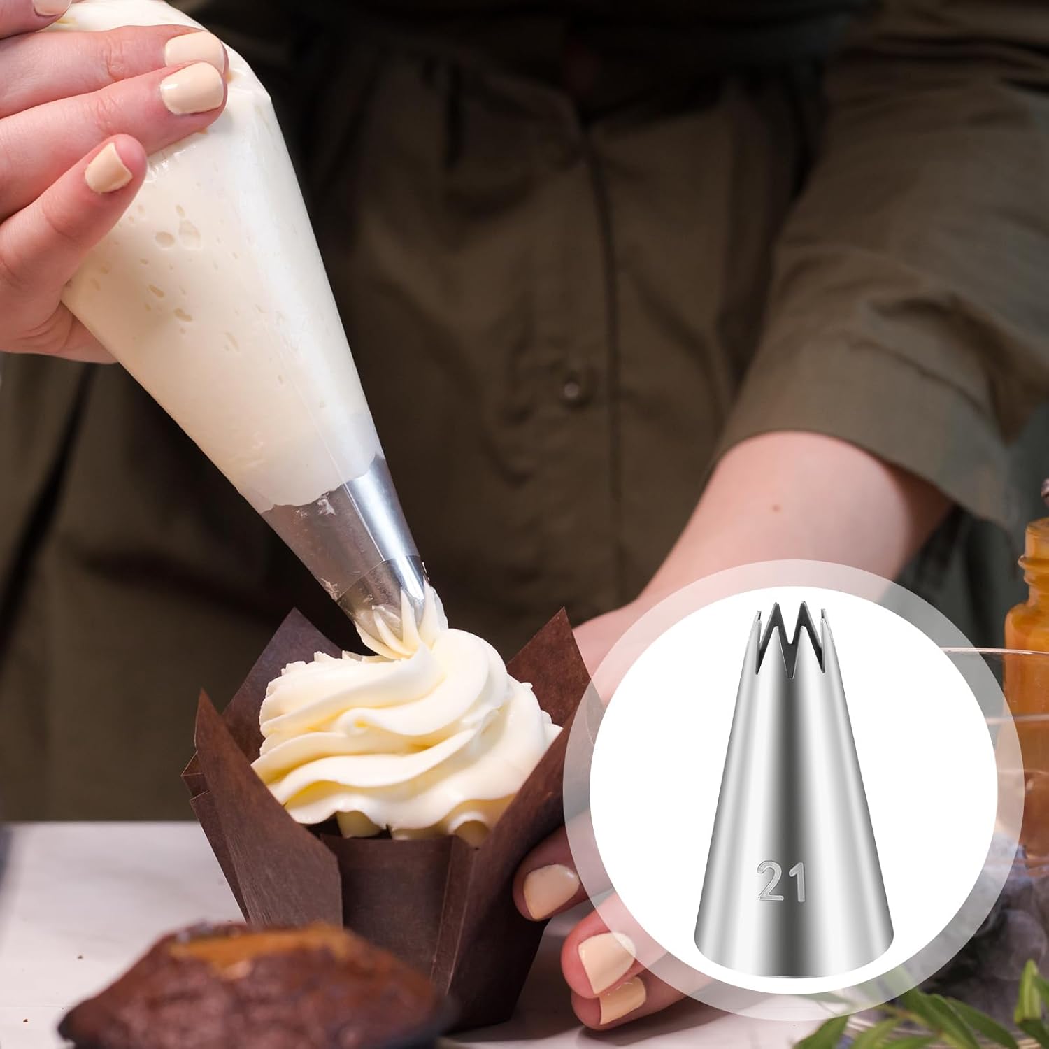 3 Pcs Open Star Cake Decorating Tip #21, Icing Piping Tip for Frosting, Open Star Icing Tips for Cake Decorating - Image 4