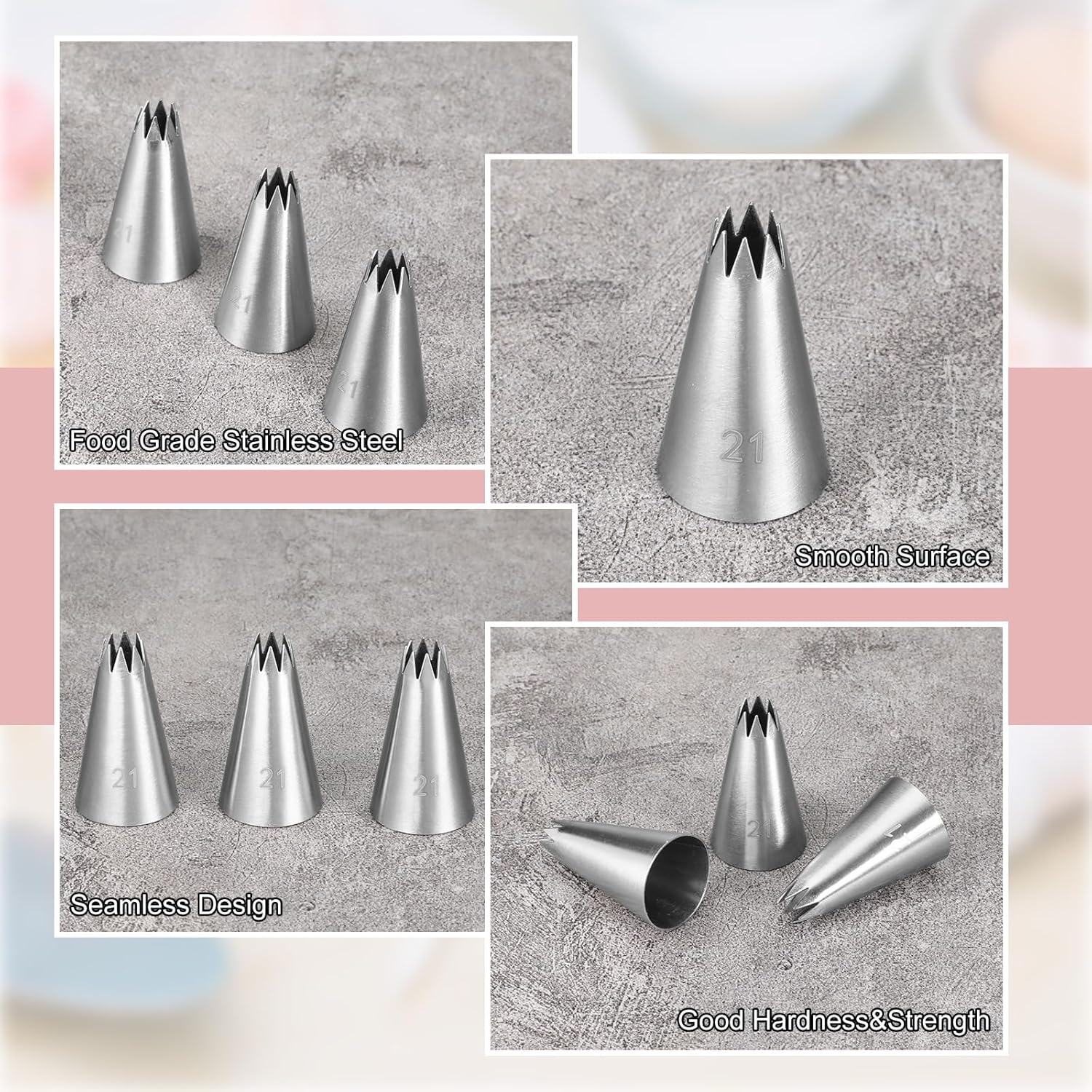 3 Pcs Open Star Cake Decorating Tip #21, Icing Piping Tip for Frosting, Open Star Icing Tips for Cake Decorating - Image 5