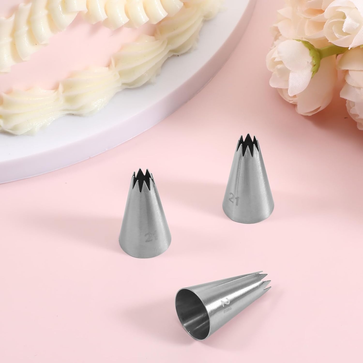 3 Pcs Open Star Cake Decorating Tip #21, Icing Piping Tip for Frosting, Open Star Icing Tips for Cake Decorating - Image 6