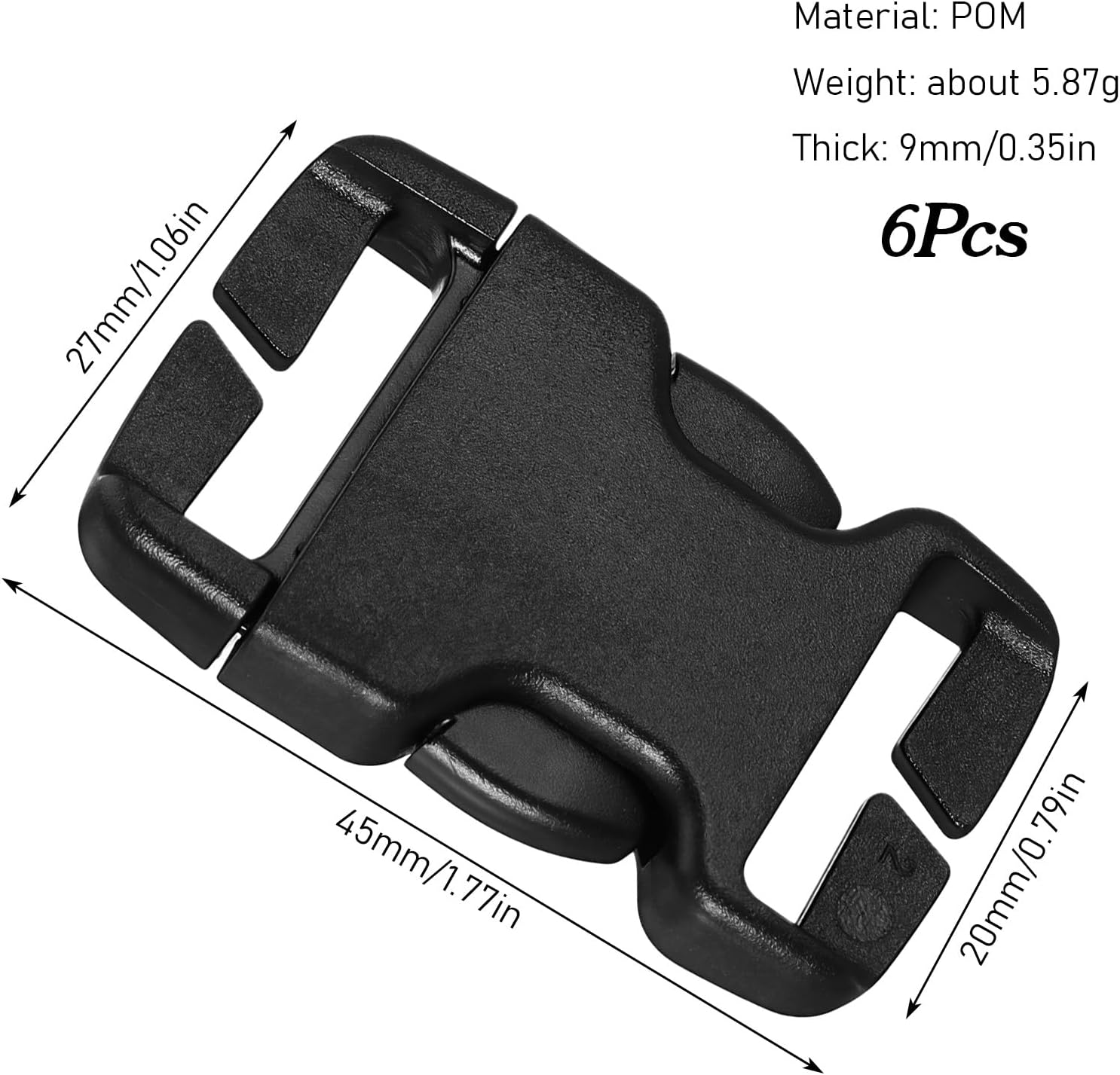 Vin Beauty Quick Release Buckle 6 Pcs Plastic Buckle Clips 1 Inch Plastic Buckles Repair Kit No Sewing Required for 20mm/0.79inch Backpack Bag Strap - Image 1