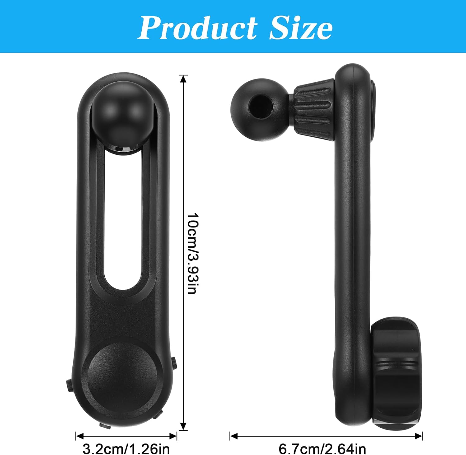 17mm Ball Mount Extension Arm, 360-Degree Rotatable Extender, 2.04 Inch Adjustable Length, Balls Mount Phone Extension Holder Arm 17mm Female to Male Ball Extender for Car Phone Holder, Black - Image 1