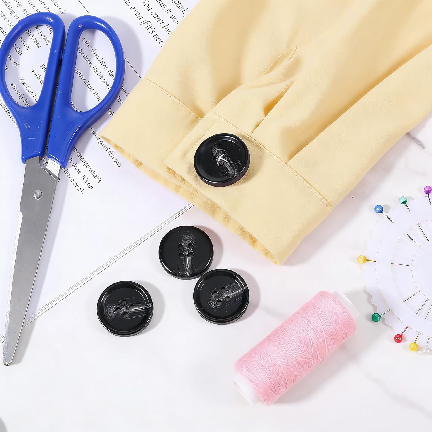 10 Pcs Large Black Buttons 1 Inch Black Buttons for Sewing 4 Hole Flatback 25mm Big Round Resin Coat Button for Crafts, Clothing, Suits, Overcoats, Winter Coats, Jacket, Sewing DIY Art Craft Projects - Image 4