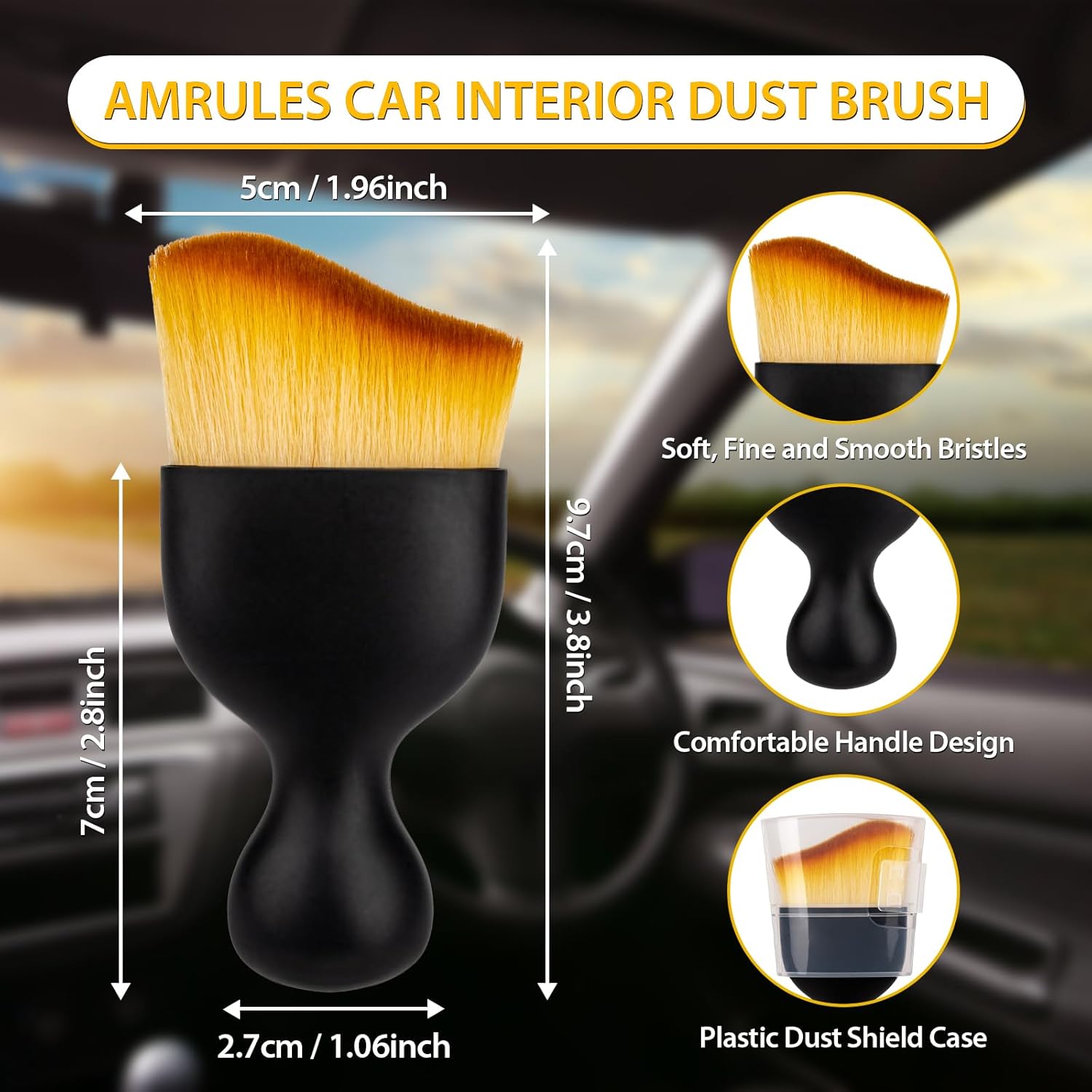2PCS Car Interior Detailing Brush, Auto Car Detailing Brush Dusting Brush, Soft Bristles Car Interior Cleaning Tool for Dashboard Interior, Exterior, Skylight, Leather, Dust Brush, Brown - Image 2