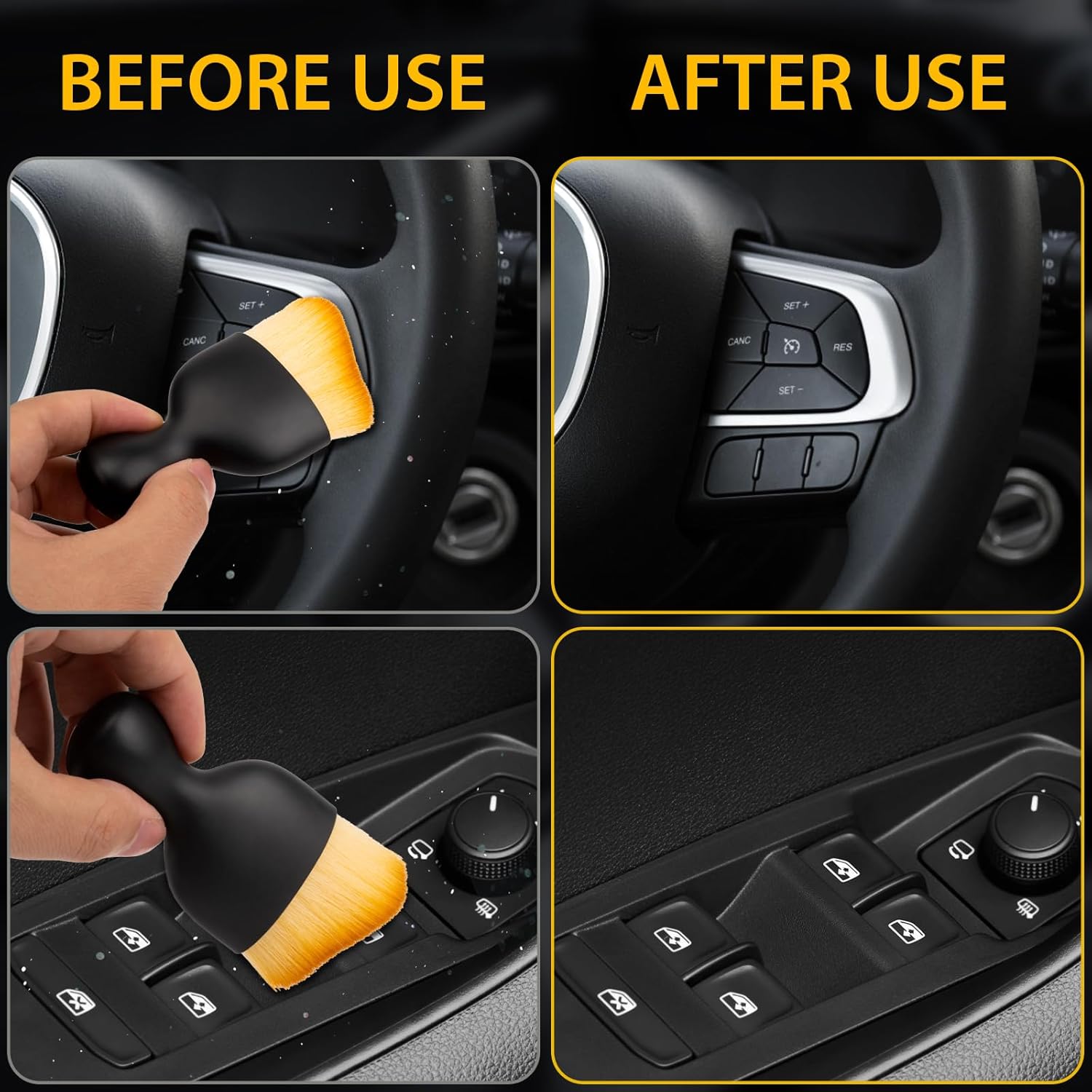 2PCS Car Interior Detailing Brush, Auto Car Detailing Brush Dusting Brush, Soft Bristles Car Interior Cleaning Tool for Dashboard Interior, Exterior, Skylight, Leather, Dust Brush, Brown - Image 4