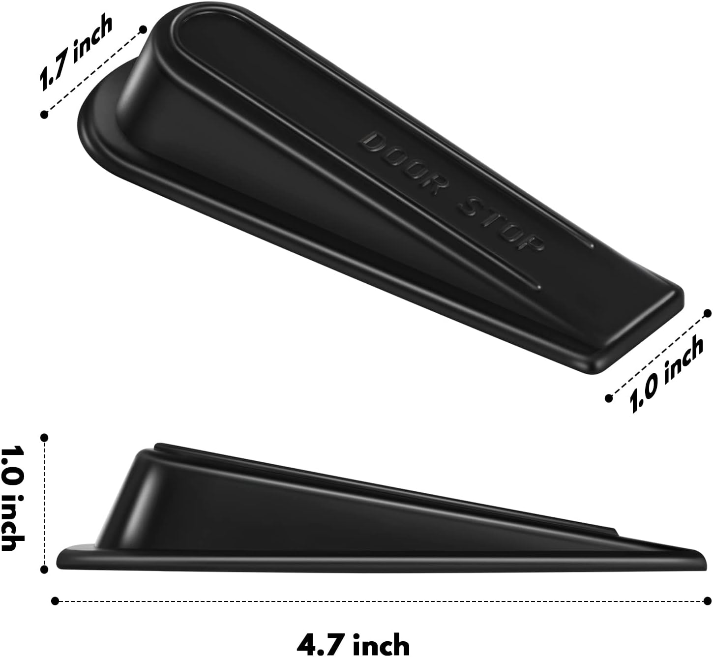 Heavy Duty Rubber Door Stopper Wedge Sturdy and Stackable Door Stop, Multi Surface Design, Fit for Gaps up to 1.2 Inches, 4 Pack, Black - Image 4