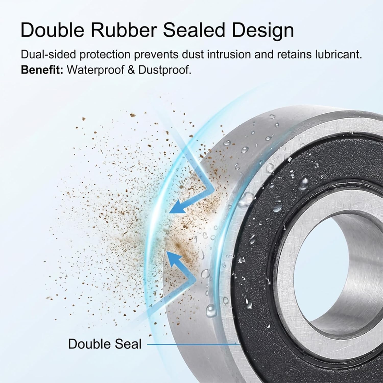 10 Pcs 608-RS Ball Bearing, Double Rubber Sealed Miniature Deep Groove Bearing Steel 608rs Bearings for Skateboards, Inline Skates, Scooters, Roller Blade Skates & Long Boards (8mm x 22mm x 7mm) - Image 2