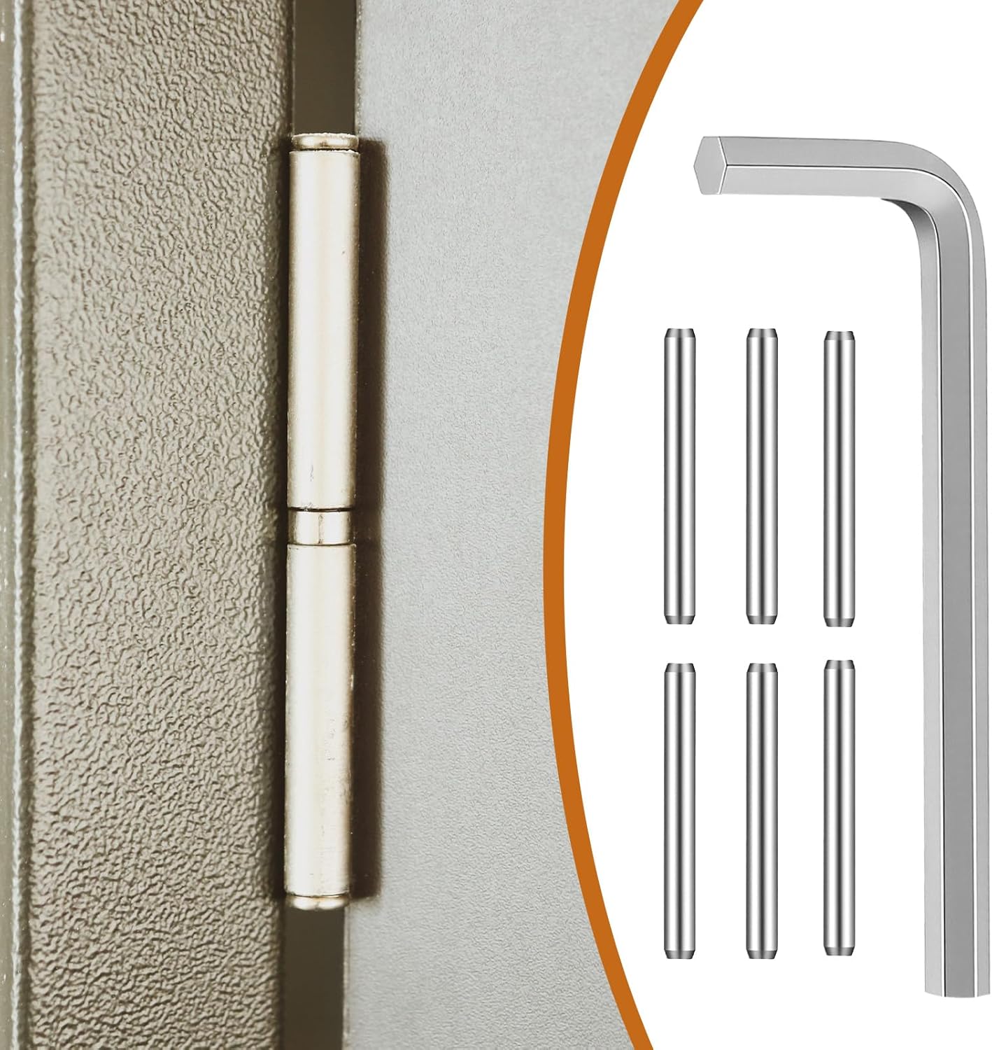 Self Closing Door Hinges Tension Pin Replacement Kit, 35pcs Stainless Steel Shelf Pins and 4pcs Hex Wrenches, Metal Dowel Pegs Shelf Support Pins for Automatic Closing of Door Hinges on Garage Doors - Image 6