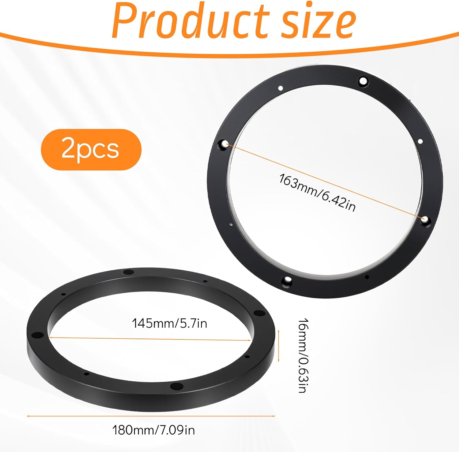 Vin Beauty 2 Pcs 6.5 Speaker Spacer Enhance Sound Quality 6.5 Inch Speaker Spacer 1 Inch No Cutting and Drilling Adaptor Subwoofer, Universal Rings Fixed Speakers for Most Cars - Image 1