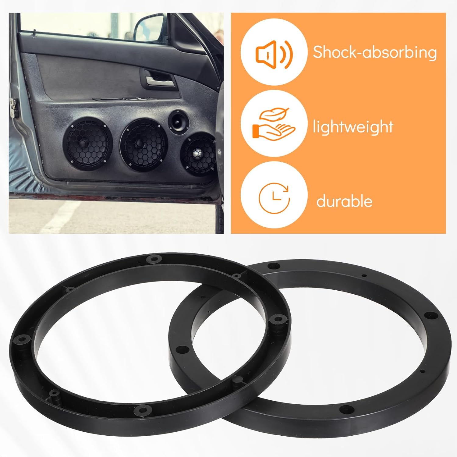 Vin Beauty 2 Pcs 6.5 Speaker Spacer Enhance Sound Quality 6.5 Inch Speaker Spacer 1 Inch No Cutting and Drilling Adaptor Subwoofer, Universal Rings Fixed Speakers for Most Cars - Image 4