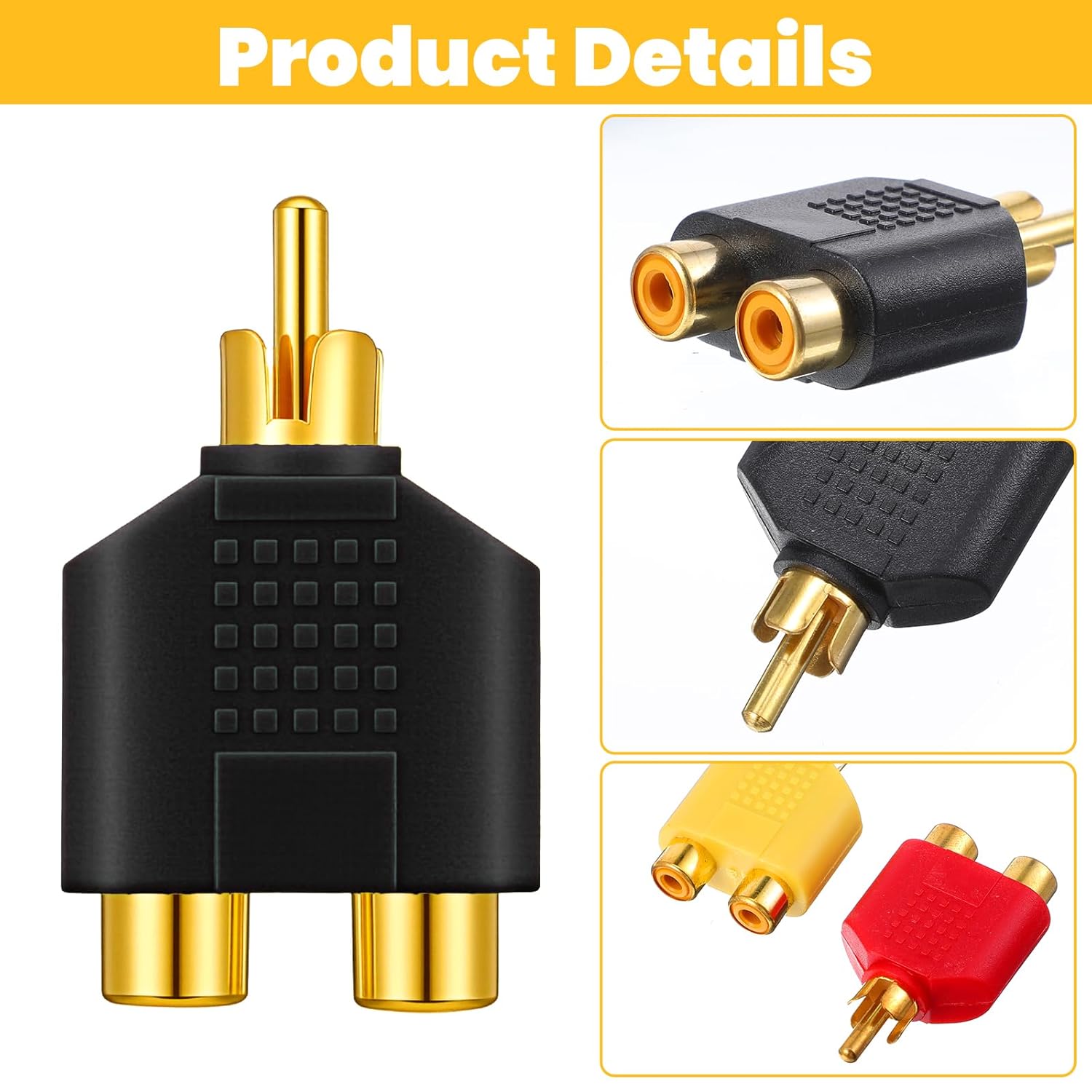 4 Pcs RCA Y Splitter Plug Adapter 2 Female to 1 Male for Audio Video Av Tv Cable Convert, Just Plug and Play - Image 2