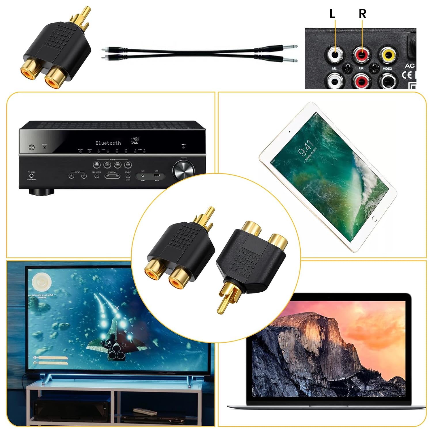 4 Pcs RCA Y Splitter Plug Adapter 2 Female to 1 Male for Audio Video Av Tv Cable Convert, Just Plug and Play - Image 5