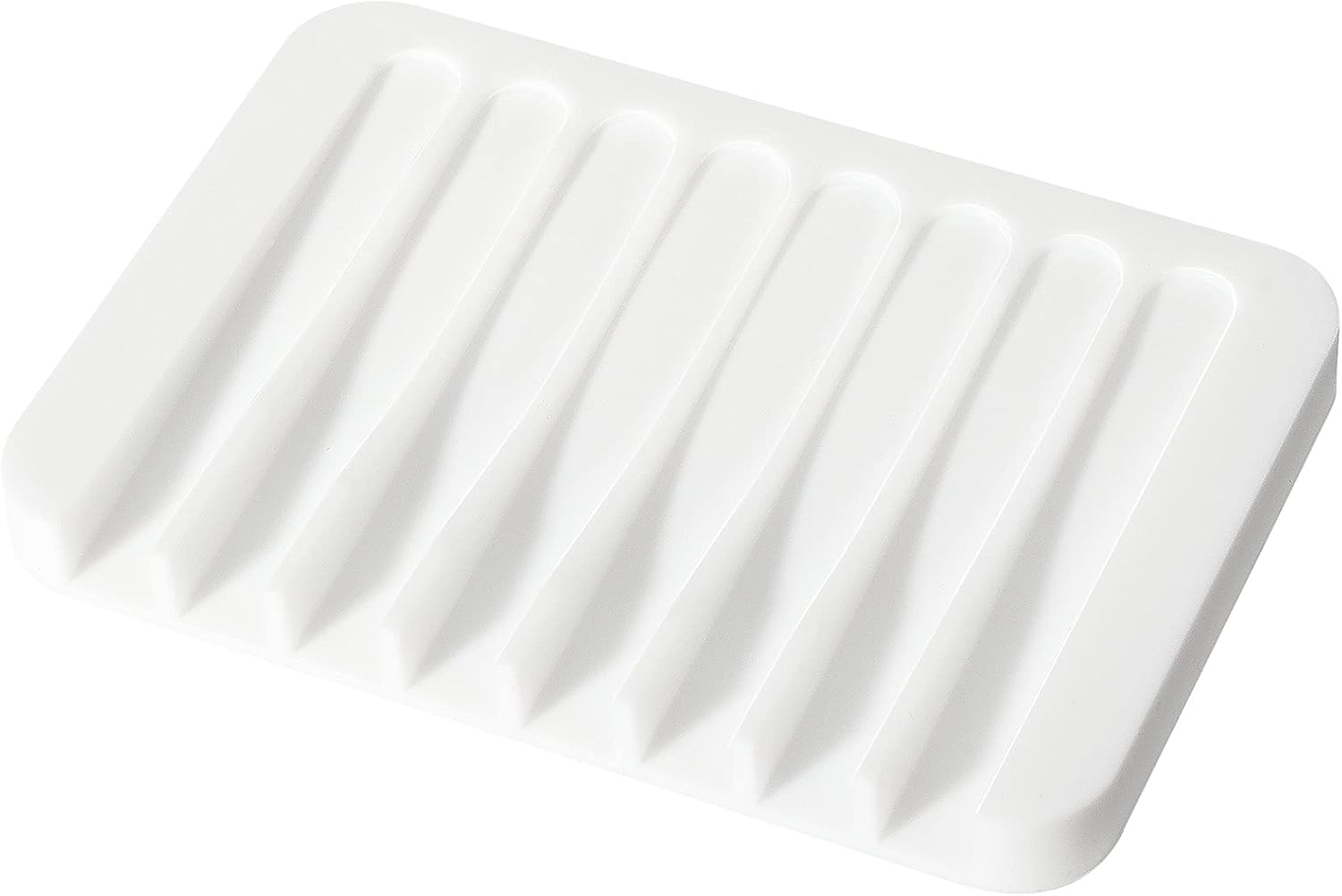 Soap Dish Shower Waterfall Soap Tray Holder for Bathroom, Kitchen, Counter Top, Flexible Silicone, Keep Soap Bars Dry, Easy Cleaning - White - Image 1