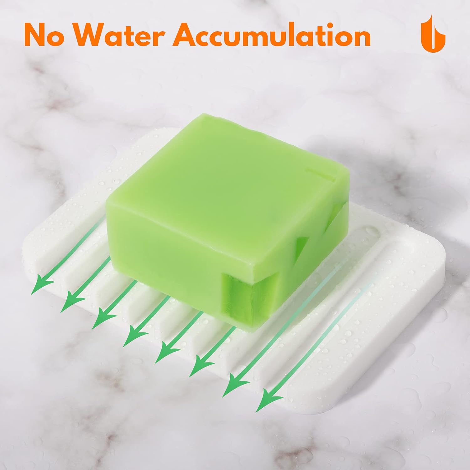 Soap Dish Shower Waterfall Soap Tray Holder for Bathroom, Kitchen, Counter Top, Flexible Silicone, Keep Soap Bars Dry, Easy Cleaning - White - Image 2