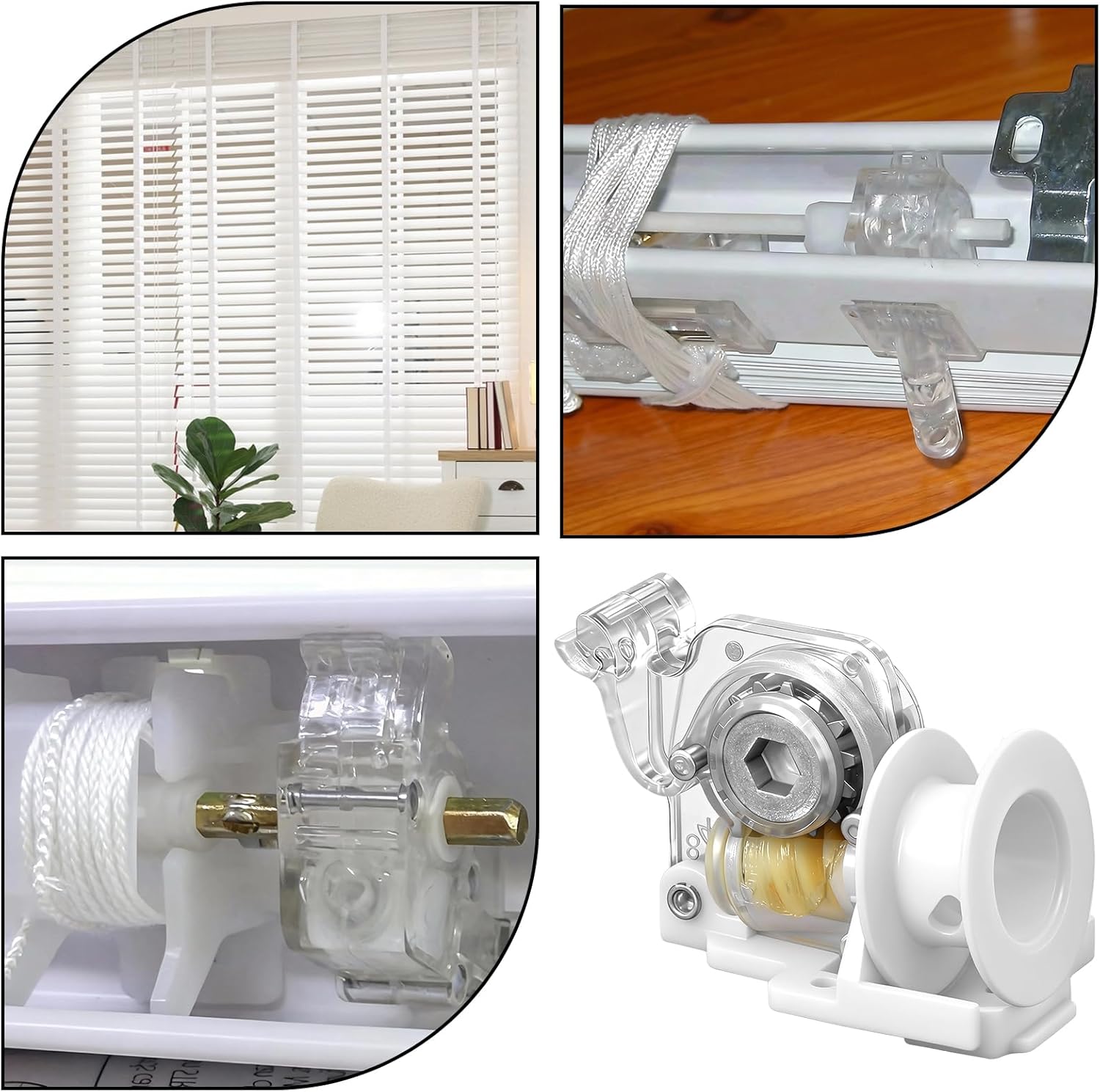 Vin Beauty Blind Tilt Mechanism Replacement Tilt Mechanism for Hexagonal Rod Horizontal Blinds with Transparent Thin Line and Curtain Accessories - Image 3
