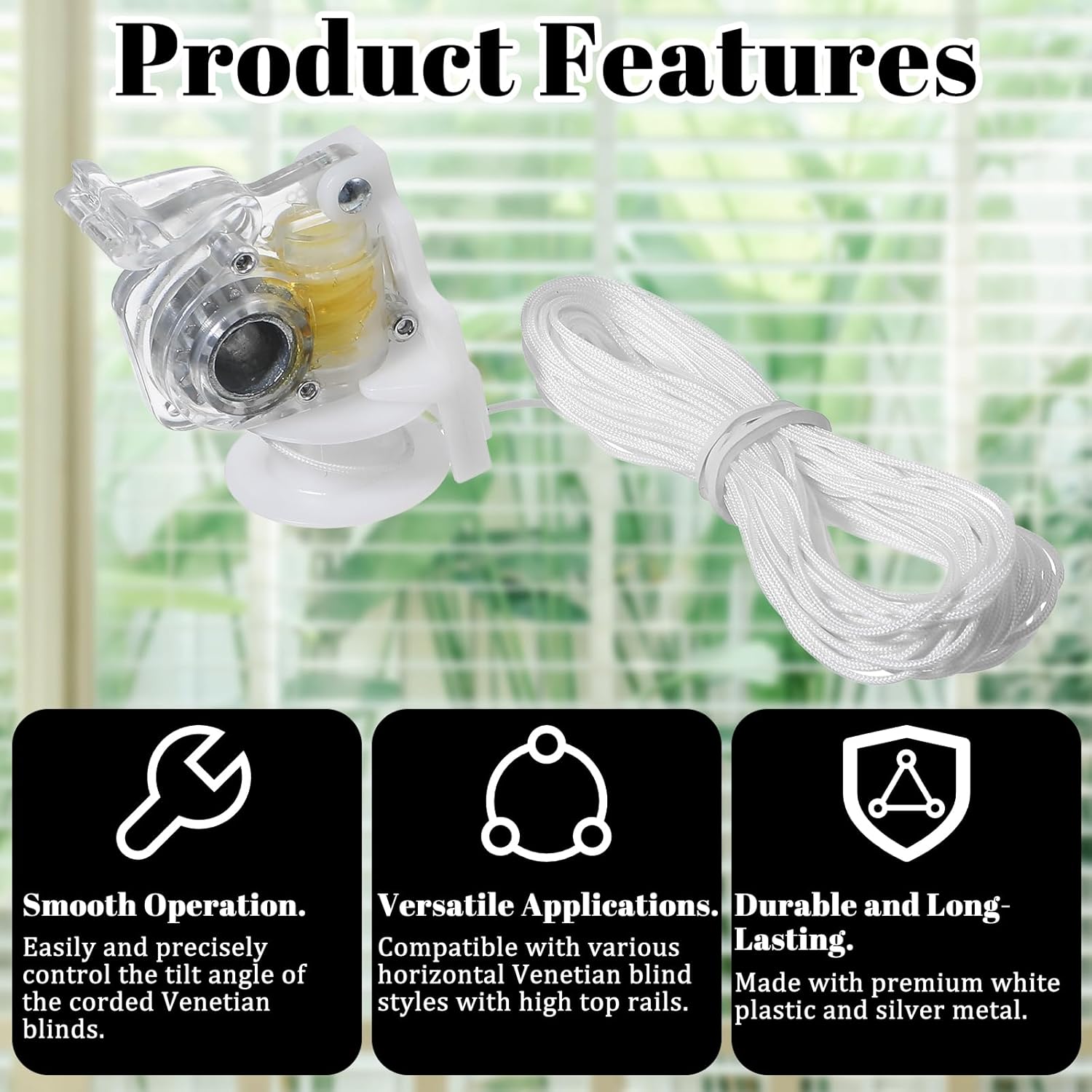 Vin Beauty Blind Tilt Mechanism Replacement Tilt Mechanism for Hexagonal Rod Horizontal Blinds with Transparent Thin Line and Curtain Accessories - Image 6