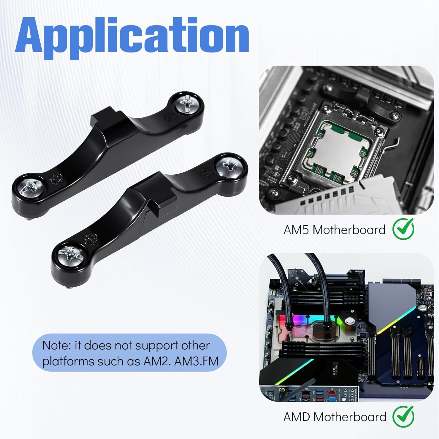 4 PCS AM5 CPU Bracket AM5 Motherboard CPU Cooler Fan Bracket, Desktop Computer Fan Retainer with Screws Black - Image 3