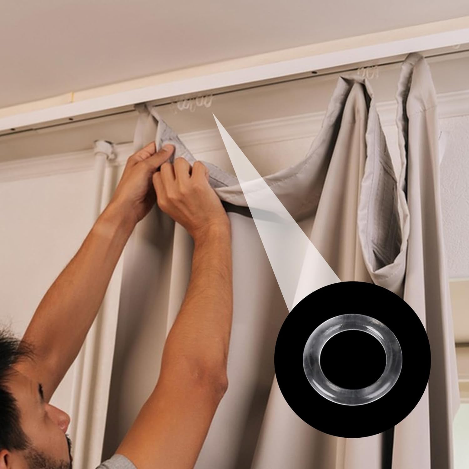 100pcs Roman Shade Rings Clear Plastic Drapery Ring Blind Curtain Rings for Roman Shades Clear Blind Curtains Ring Cafe Curtain Hardware for DIY Blinds, Curtains - Image 3