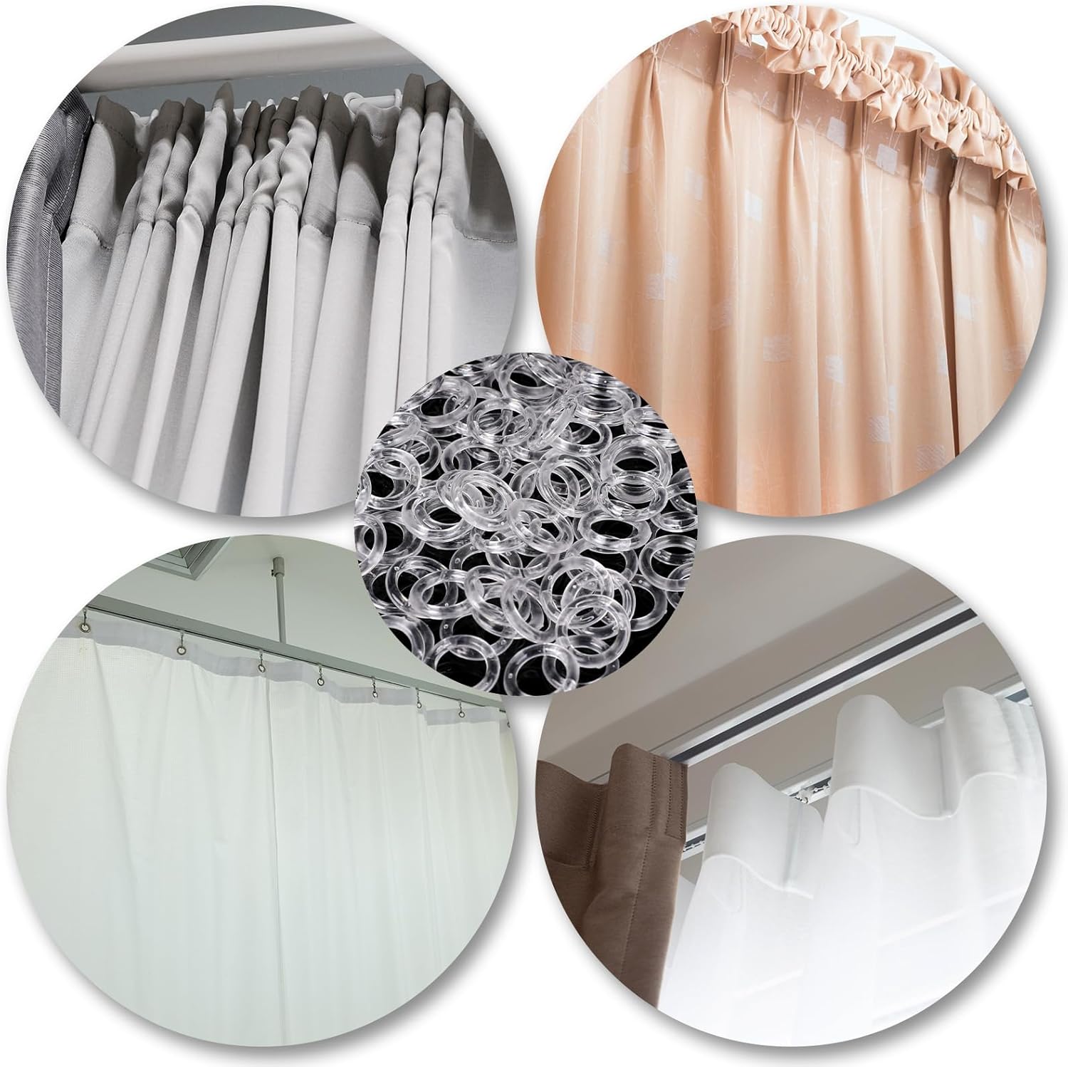 100pcs Roman Shade Rings Clear Plastic Drapery Ring Blind Curtain Rings for Roman Shades Clear Blind Curtains Ring Cafe Curtain Hardware for DIY Blinds, Curtains - Image 5