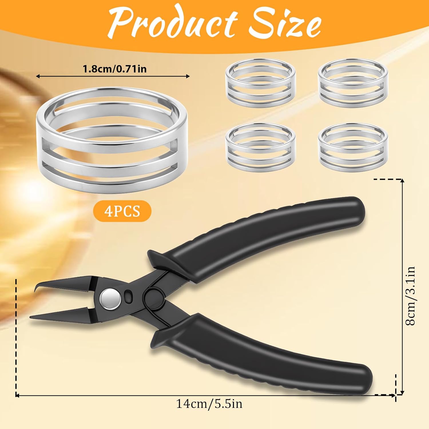 Jump Ring Pliers with Jump Ring Opener Finger Tools with Split Rings Plier, Rings Pliers & Jumps Tool for Jewelry Plier Tool, Stainless Steel Crimping Tools for Jewelry Making Circle - Image 1