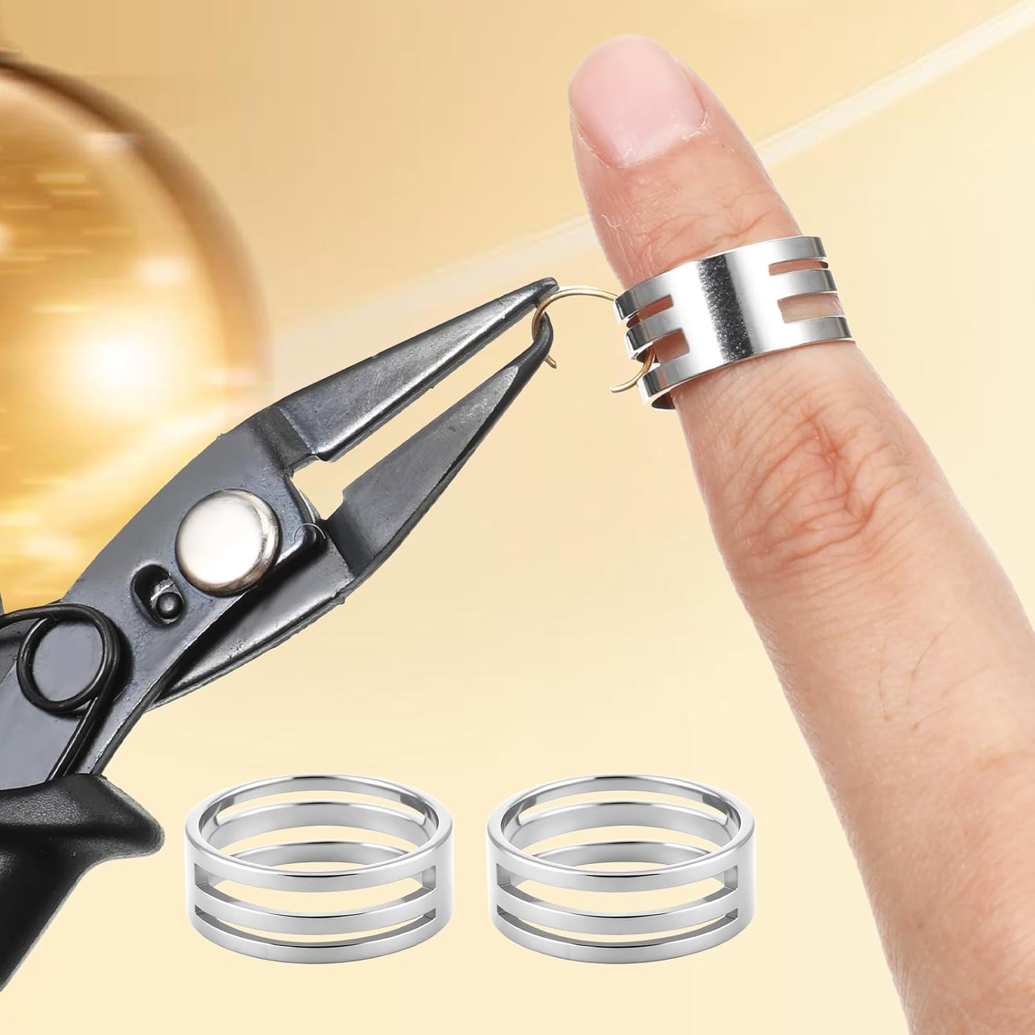 Jump Ring Pliers with Jump Ring Opener Finger Tools with Split Rings Plier, Rings Pliers & Jumps Tool for Jewelry Plier Tool, Stainless Steel Crimping Tools for Jewelry Making Circle - Image 3