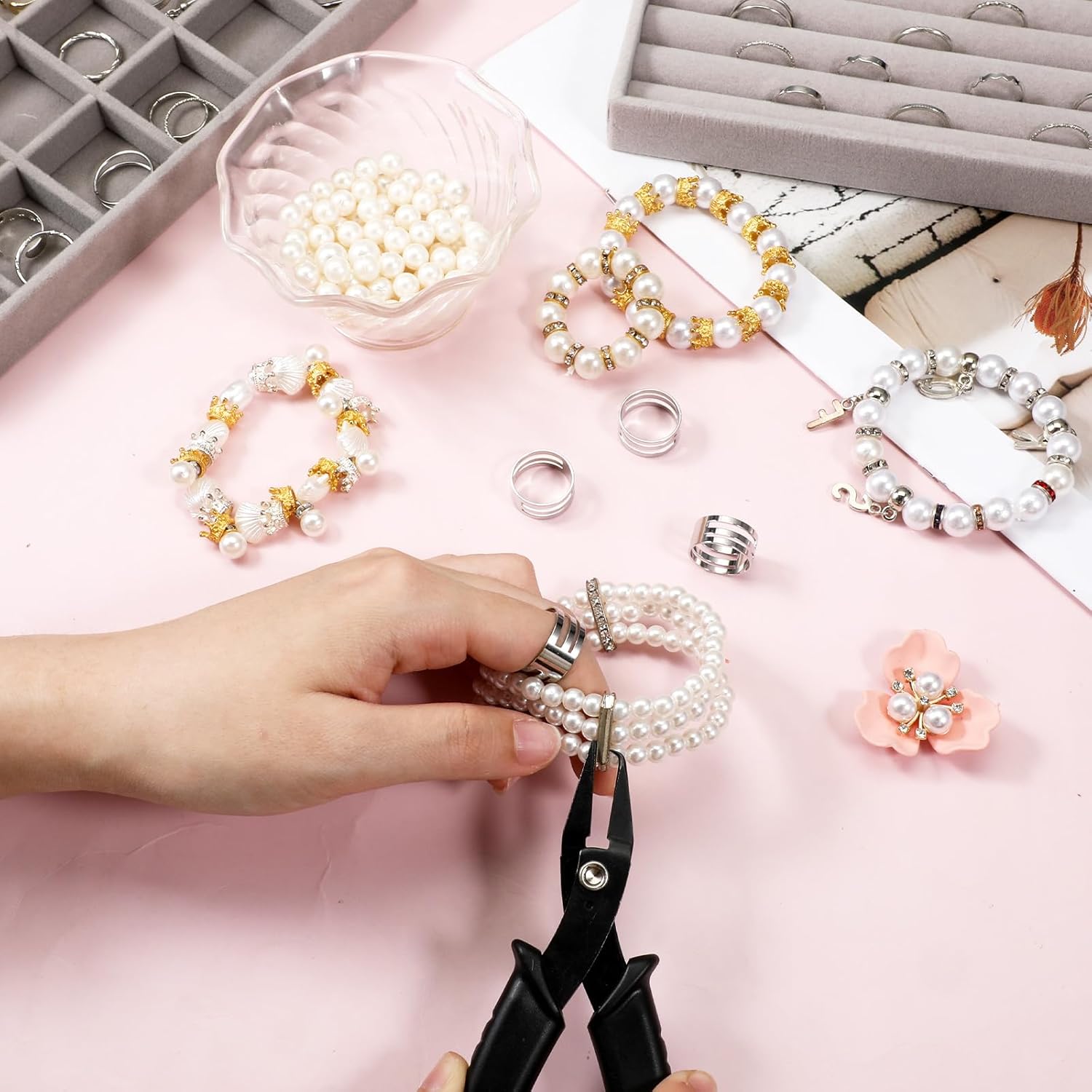 Jump Ring Pliers with Jump Ring Opener Finger Tools with Split Rings Plier, Rings Pliers & Jumps Tool for Jewelry Plier Tool, Stainless Steel Crimping Tools for Jewelry Making Circle - Image 4