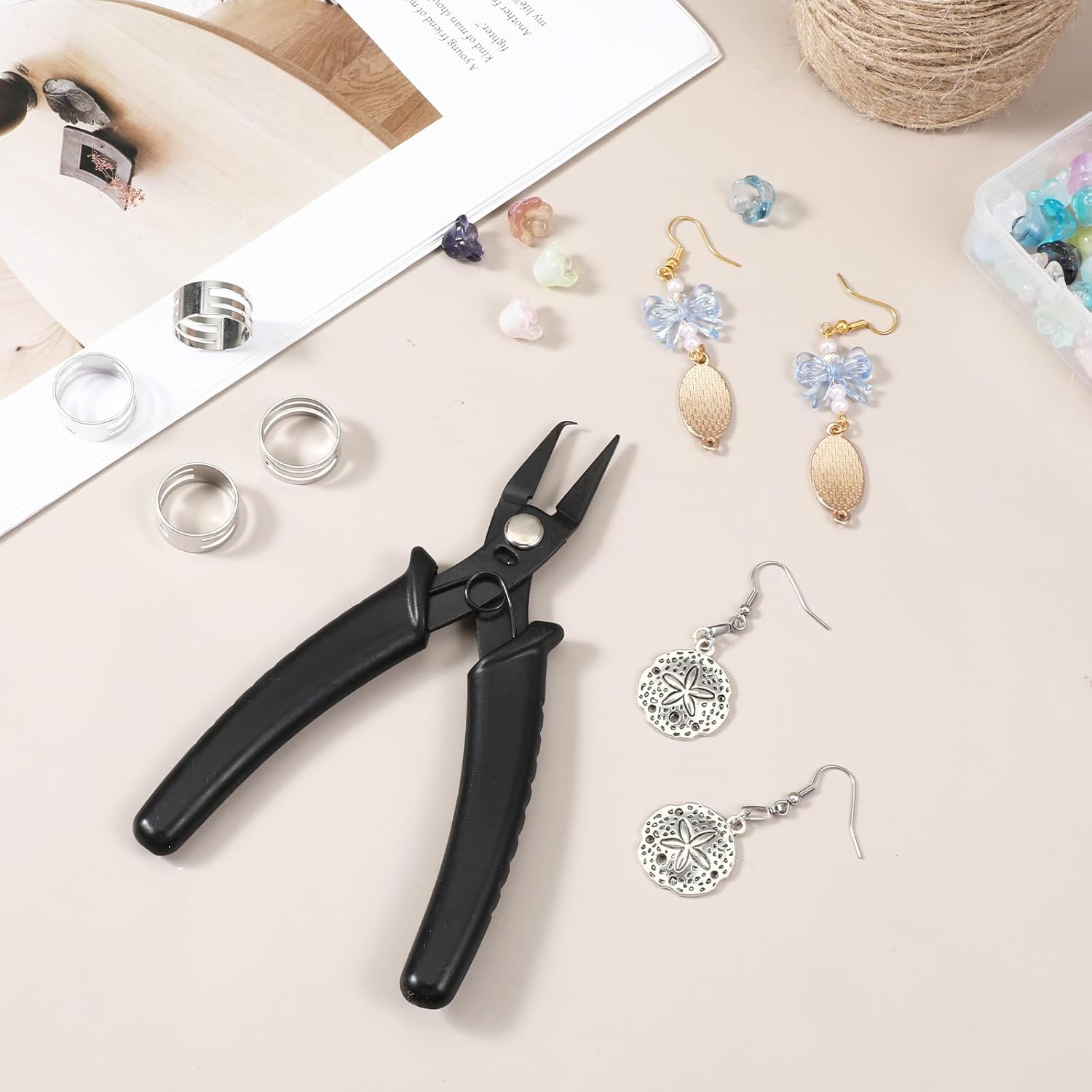Jump Ring Pliers with Jump Ring Opener Finger Tools with Split Rings Plier, Rings Pliers & Jumps Tool for Jewelry Plier Tool, Stainless Steel Crimping Tools for Jewelry Making Circle - Image 6