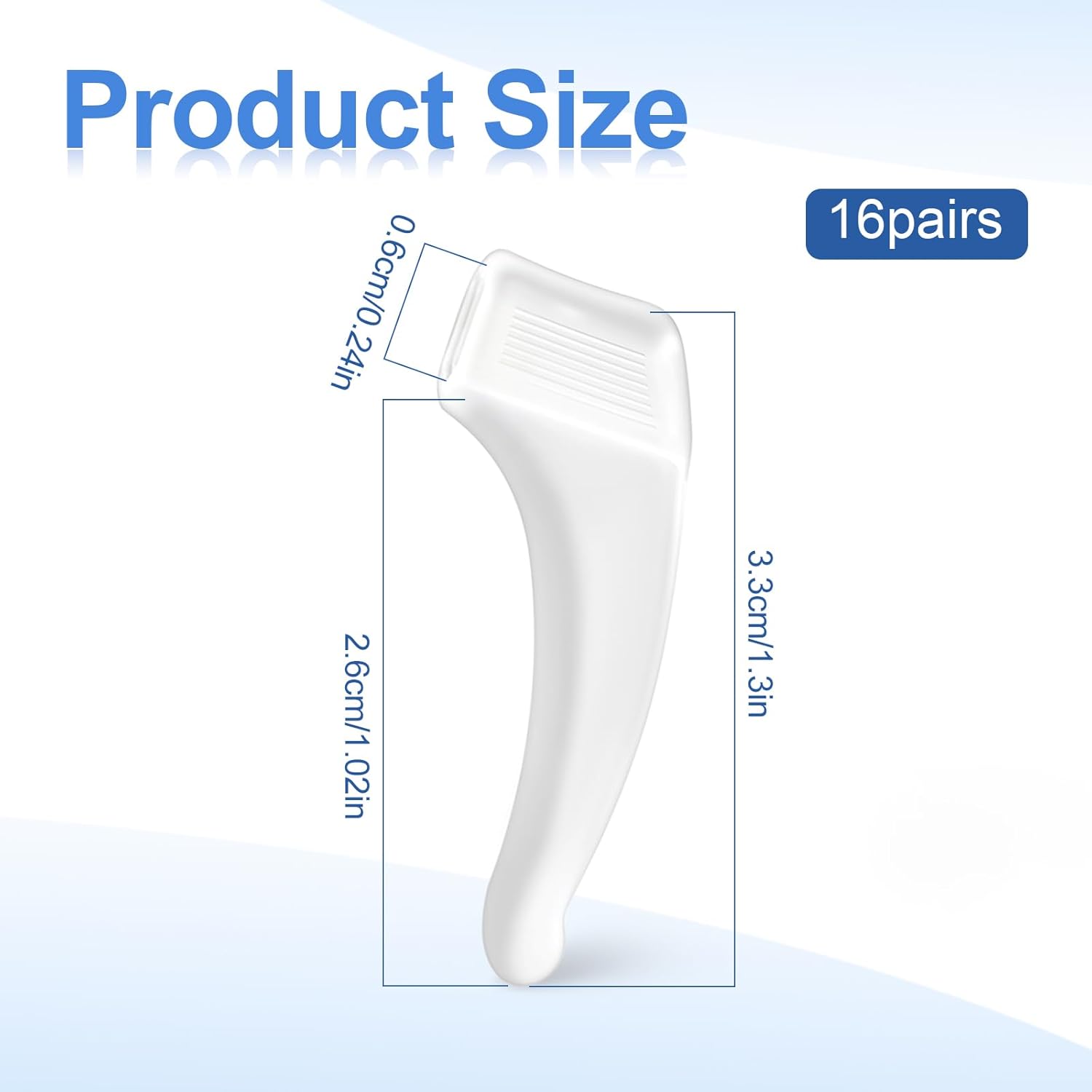 16 Pairs Glasses Ear Hook Eye Glasses Ear Grippers Silicone Anti Slip Eyeglass Holder, Eyeglasses Grip Hooks Safety Eyewear Retainer for Sunglasses Temple Tips Sleeve Retainers for Eyeglass - Image 1
