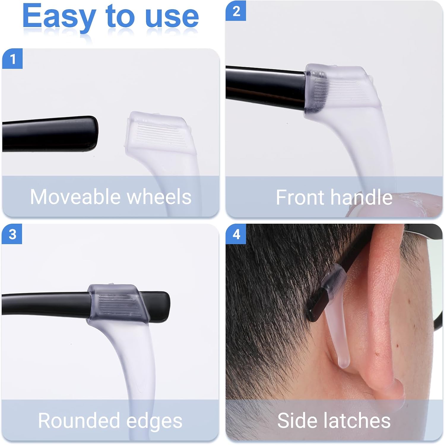 16 Pairs Glasses Ear Hook Eye Glasses Ear Grippers Silicone Anti Slip Eyeglass Holder, Eyeglasses Grip Hooks Safety Eyewear Retainer for Sunglasses Temple Tips Sleeve Retainers for Eyeglass - Image 3