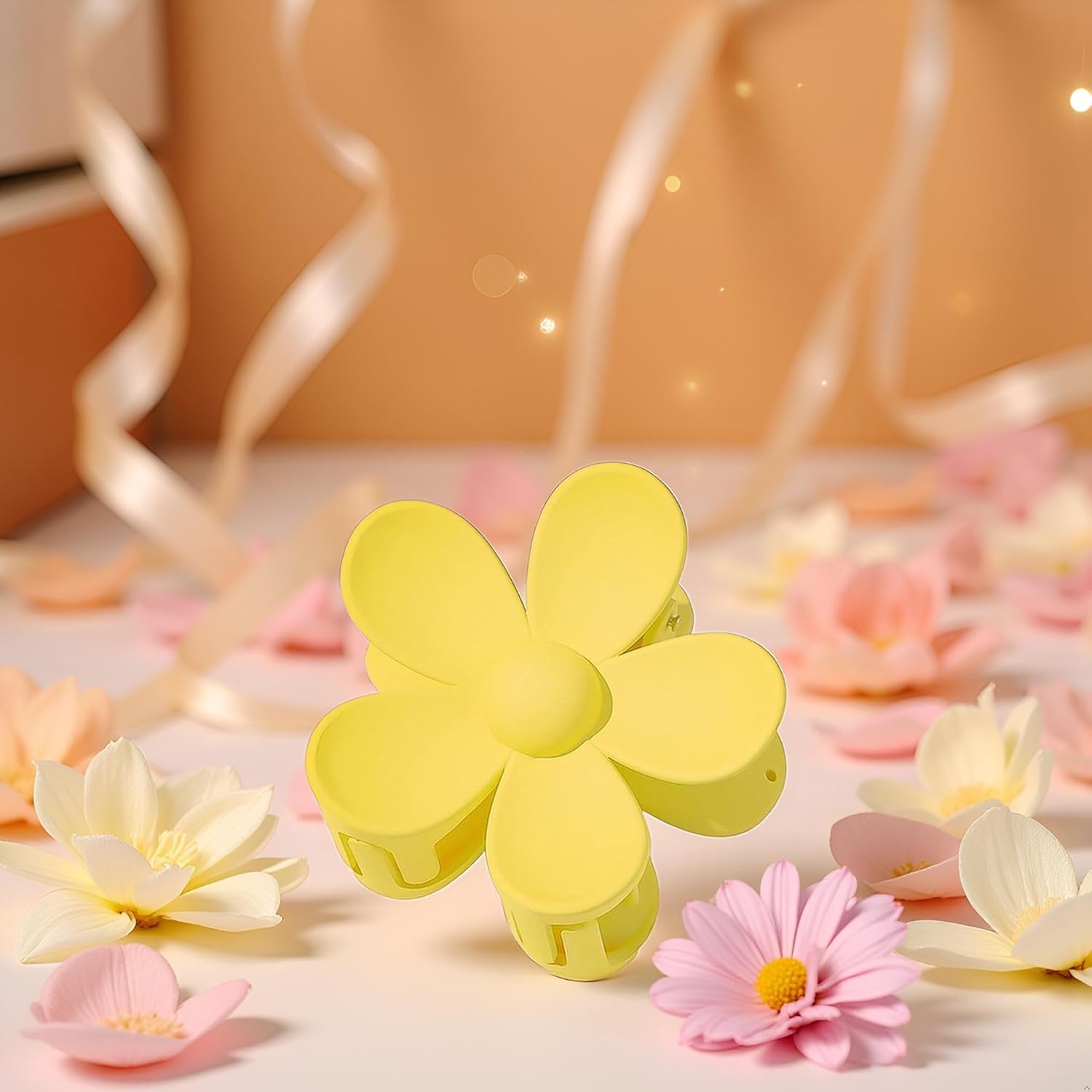 Yellow Hair Claw Clips Flower Shaped Plastic Jaw Anti-scratch Smell-less Useful Hold Tightly Light Hair Accessories Hair Clips - Image 2