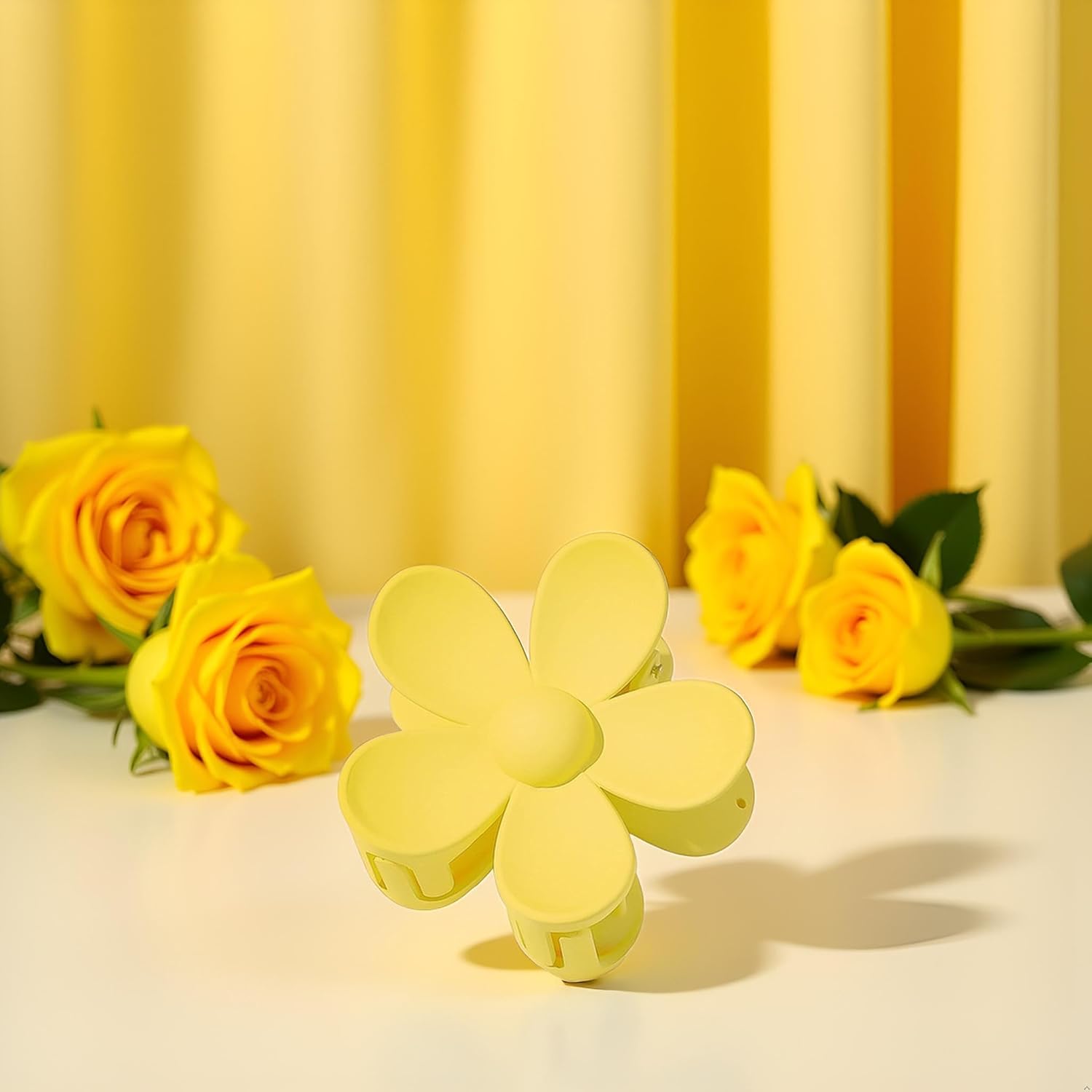 Yellow Hair Claw Clips Flower Shaped Plastic Jaw Anti-scratch Smell-less Useful Hold Tightly Light Hair Accessories Hair Clips - Image 4