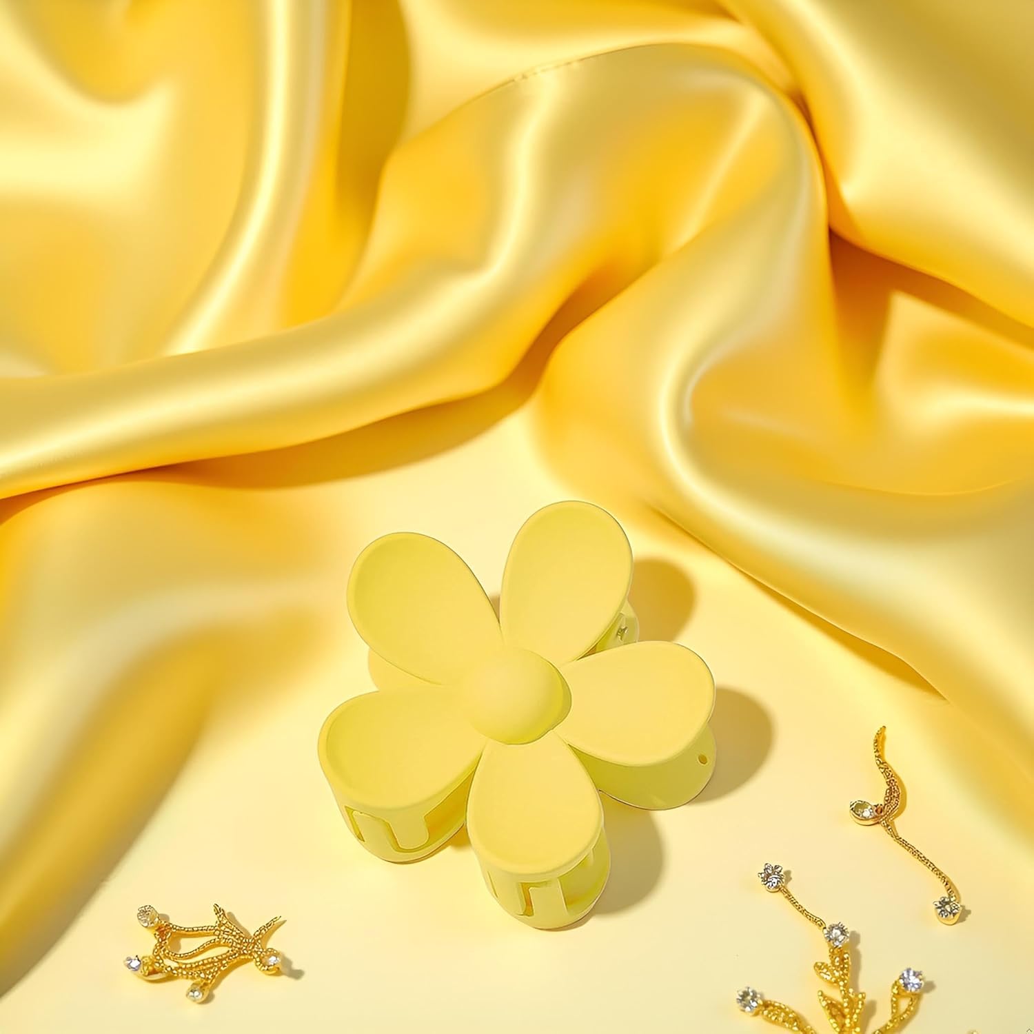 Yellow Hair Claw Clips Flower Shaped Plastic Jaw Anti-scratch Smell-less Useful Hold Tightly Light Hair Accessories Hair Clips - Image 5
