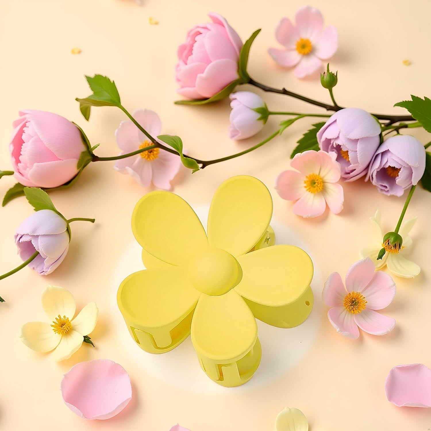 Yellow Hair Claw Clips Flower Shaped Plastic Jaw Anti-scratch Smell-less Useful Hold Tightly Light Hair Accessories Hair Clips - Image 6