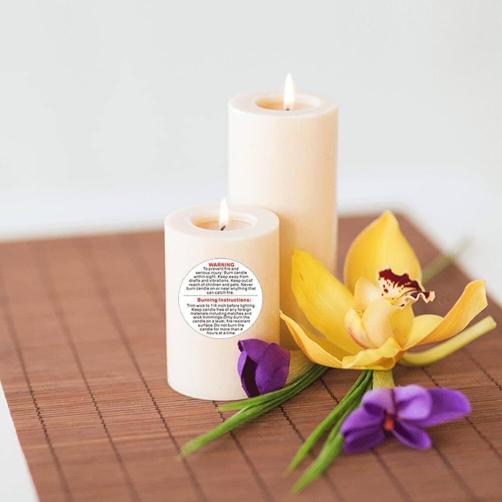 500 Pieces White Candle Warning Labels Candle Jar Container Stickers Candle Safety Stickers Decal Candle Warning Labels Stickers for Candle Making DIY Candle Jars and Tins Candle Making (1 inch) - Image 2