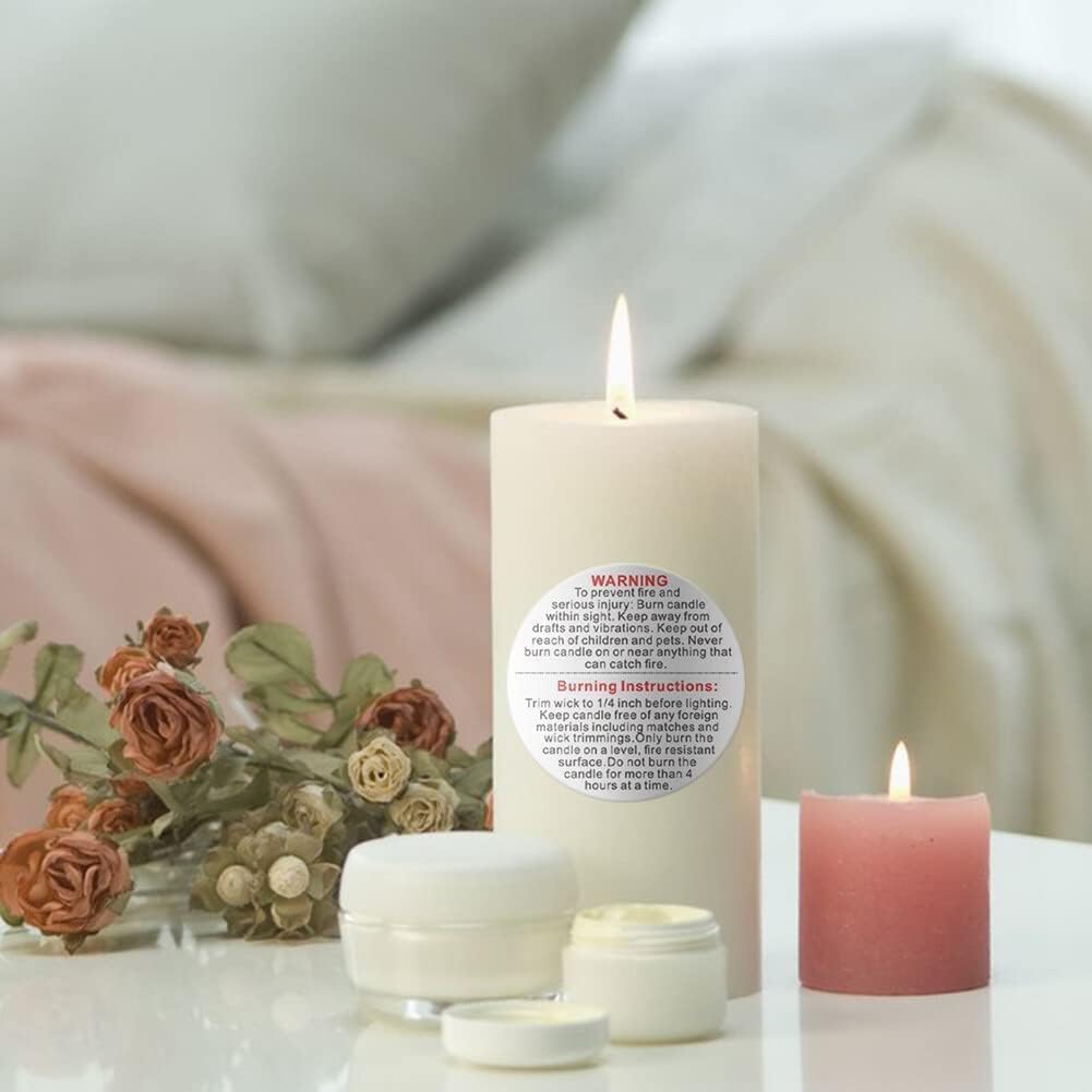 500 Pieces White Candle Warning Labels Candle Jar Container Stickers Candle Safety Stickers Decal Candle Warning Labels Stickers for Candle Making DIY Candle Jars and Tins Candle Making (1 inch) - Image 6