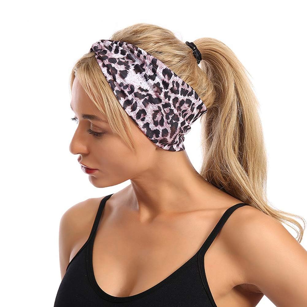 Purple Fashion Women Leopard Print Cross Elastic Headband Gym Hairband Hair Women's Fashion Headbands - Image 1