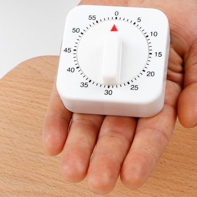 White Timer Clock Square 60-Minute Mechanical Kitchen Timer Wind up Visual Cooking Clock with Loud Alarm No Batteries Required Ideal for Cooking Baking and Kitchen - Image 4