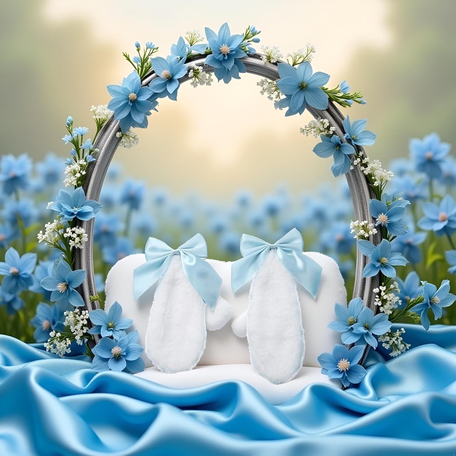 1 Pair Blue Girls Bunny Plush Lop Ears Hair Clip Rabbit Furry Ears Ribbon Bow-knot Hair Clamp Hairpin Cosplay Headwear Easy to Wear Ornaments, Hair Accessories - Image 5