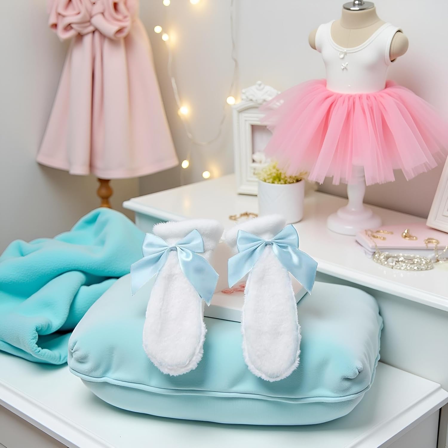 1 Pair Blue Girls Bunny Plush Lop Ears Hair Clip Rabbit Furry Ears Ribbon Bow-knot Hair Clamp Hairpin Cosplay Headwear Easy to Wear Ornaments, Hair Accessories - Image 6