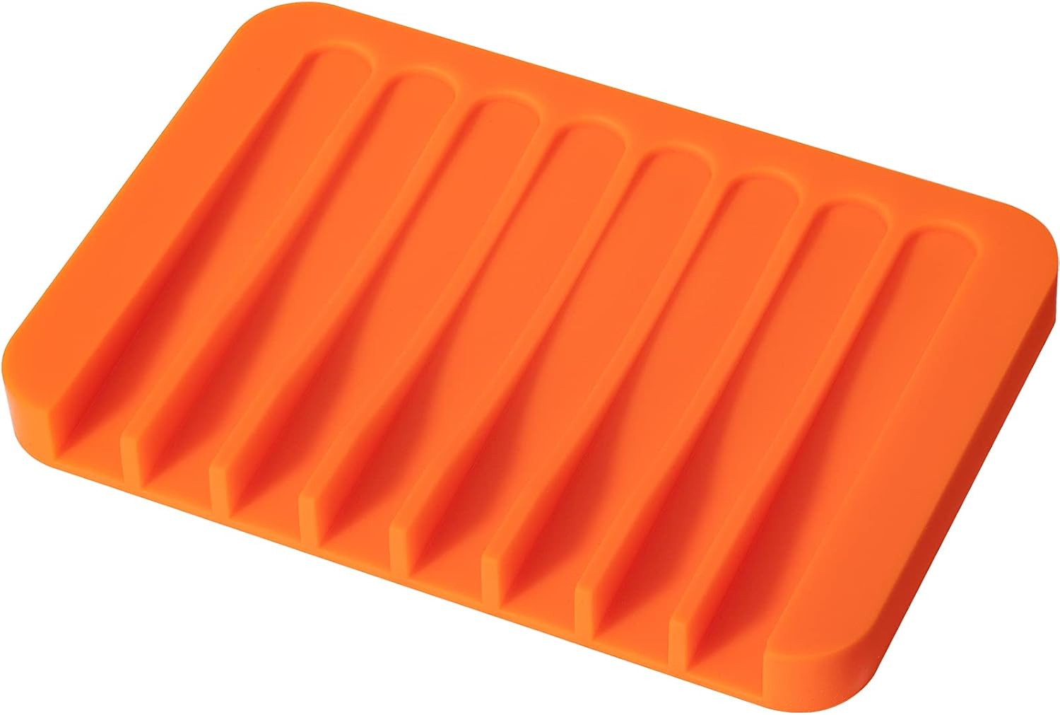 Soap Dish Shower Waterfall Soap Tray Holder for Bathroom, Kitchen, Counter Top, Flexible Silicone, Keep Soap Bars Dry, Easy Cleaning - Orange - Image 1
