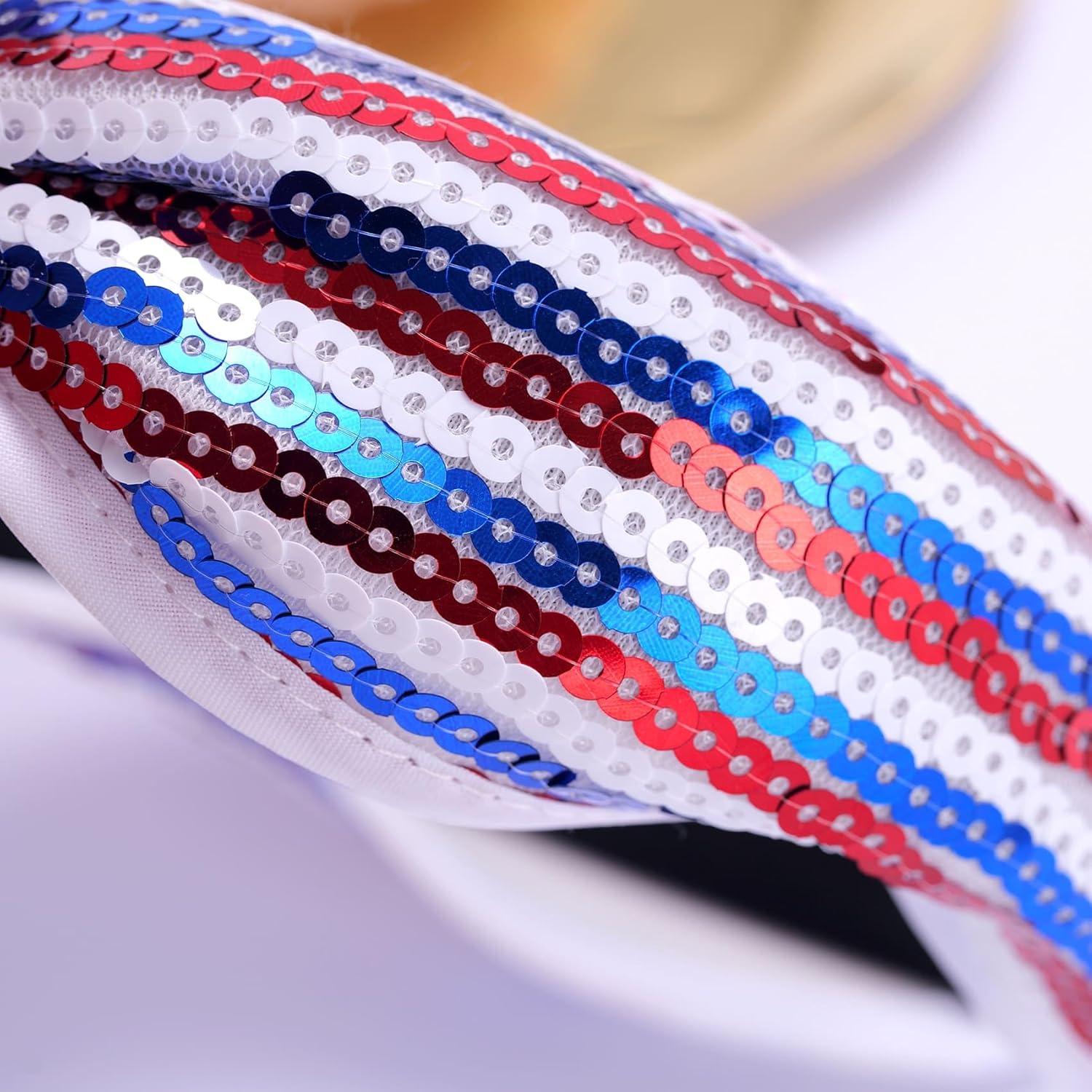 Kvekstio 4th of July Patriotic Headband for Women, Red White Blue American Flag Sequin Knotted Head Band Memorial Day Celebration Gift, Independence Day Festival Party USA Costume Hair Accessories - Image 2