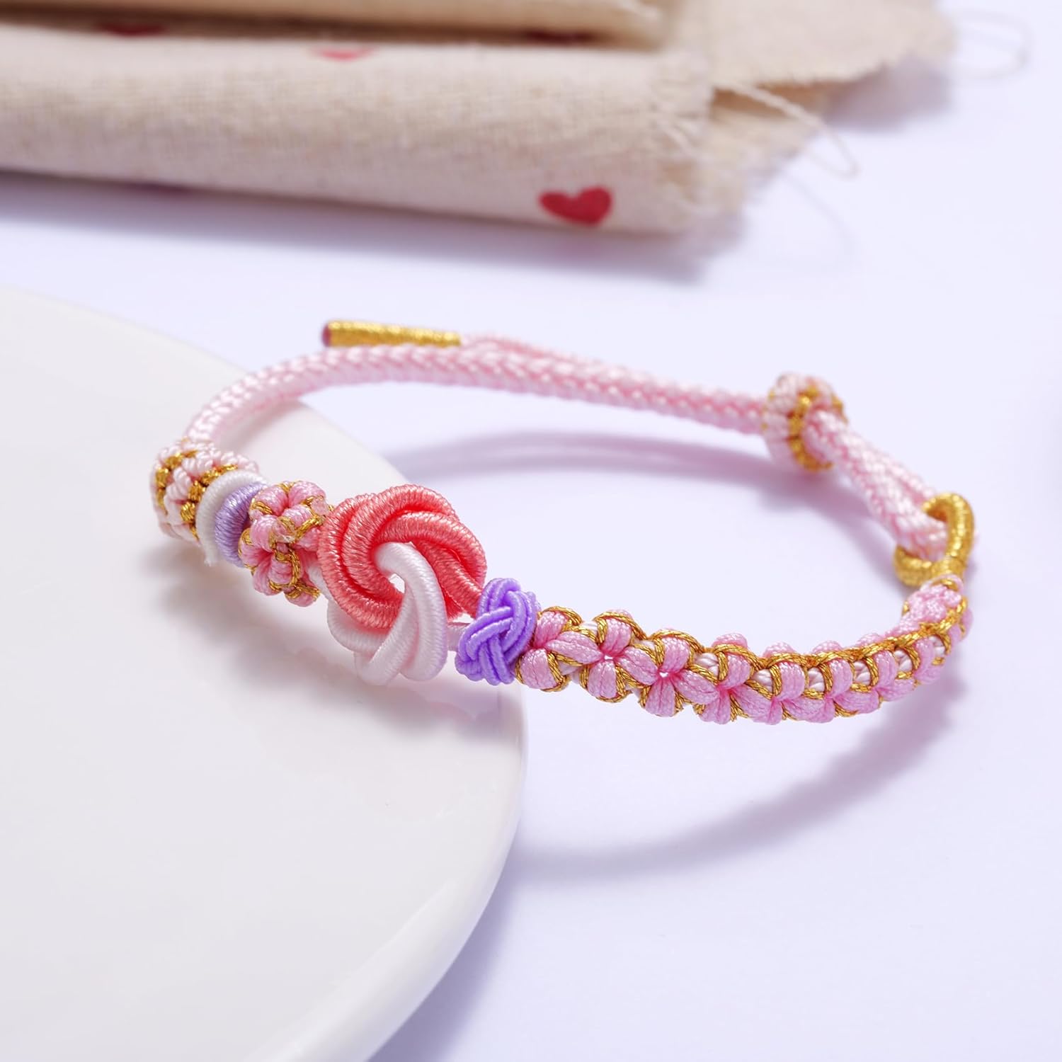 Kvekstio To My Granddaughter Blossom Knot Bracelet, Always Be Brave And Be Strong Adjustable Braided Bracelets for Granddaughter from Grandma, Inspirational Christmas Gift for Women Teen - Image 1