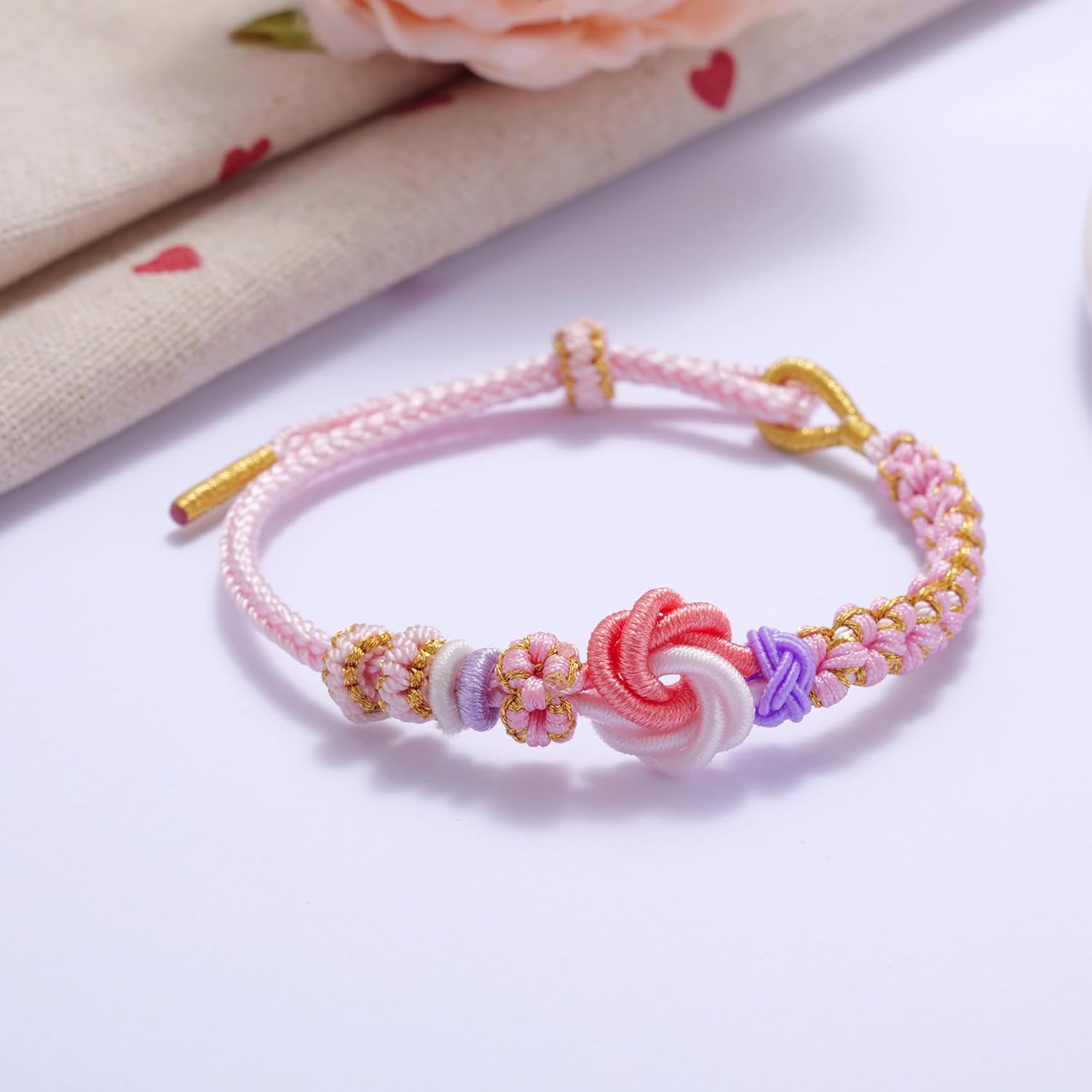 Kvekstio To My Granddaughter Blossom Knot Bracelet, Always Be Brave And Be Strong Adjustable Braided Bracelets for Granddaughter from Grandma, Inspirational Christmas Gift for Women Teen - Image 5