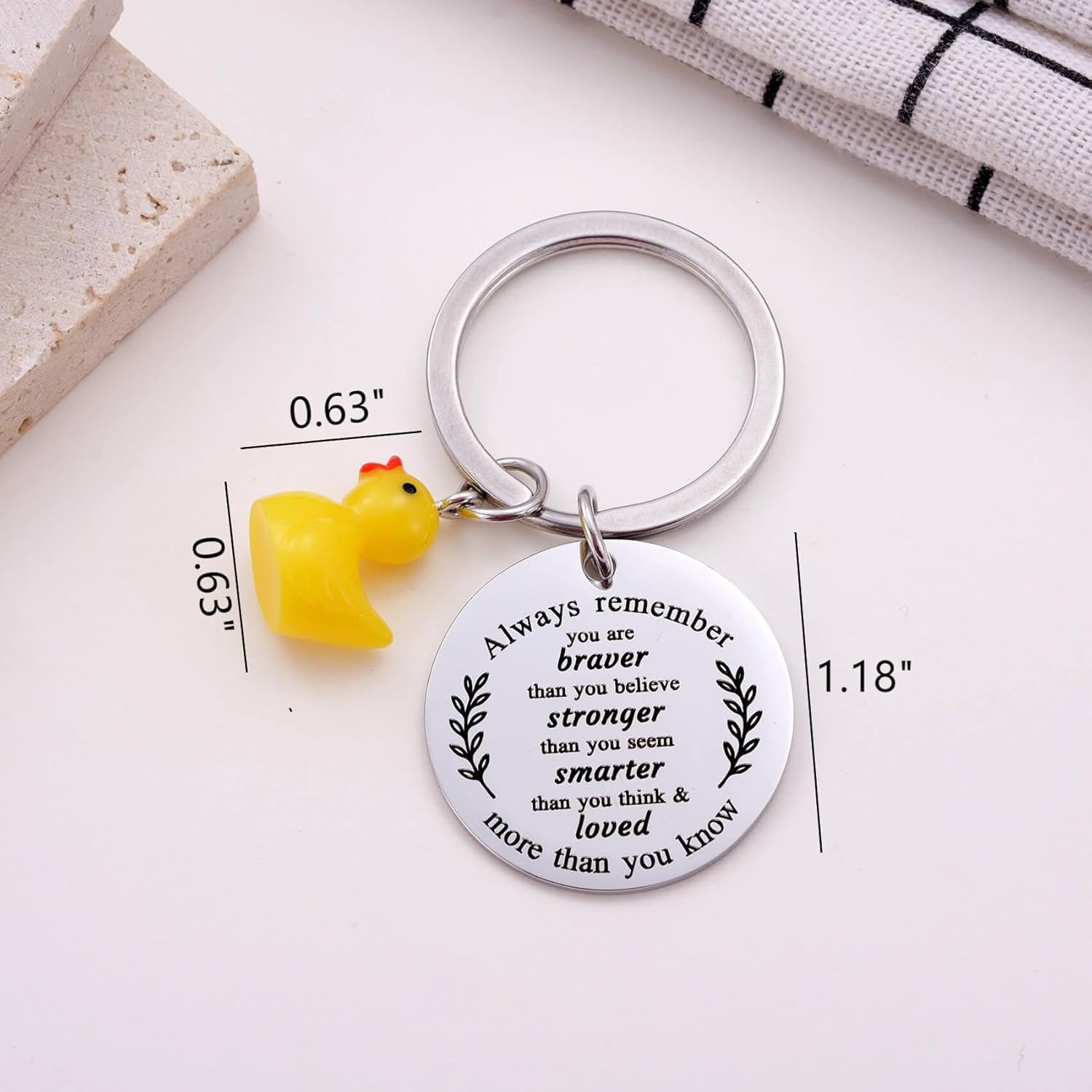Inspirational Duck Keychain, Cute Lucky Duck Charm Keyring for Friends Teens, Positive Affirmation Duckling Gift - Image 3